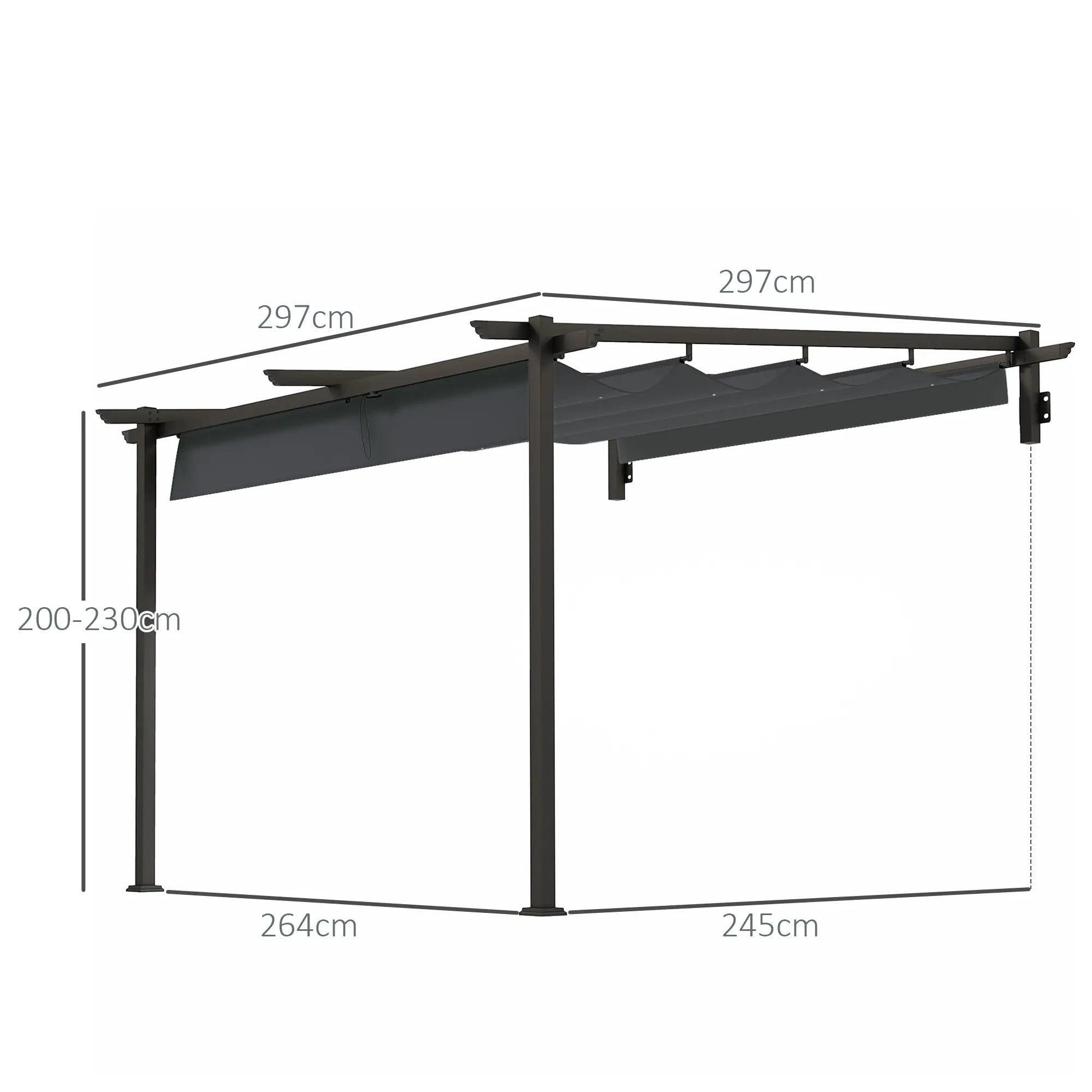 Outsunny Terrassendach 3x3 m Pergola aus Alu mit Schiebedach