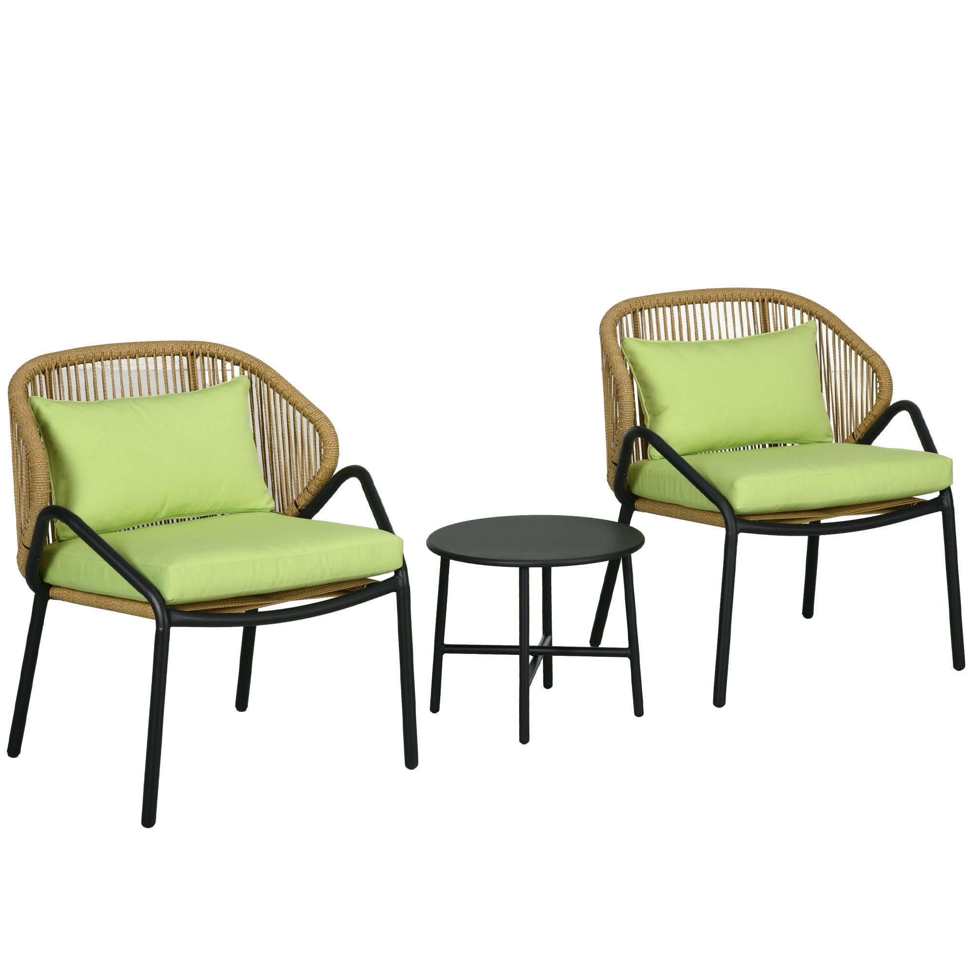 Outsunny 3-teiliges Rattan Gartenmöbel-Set in Grün