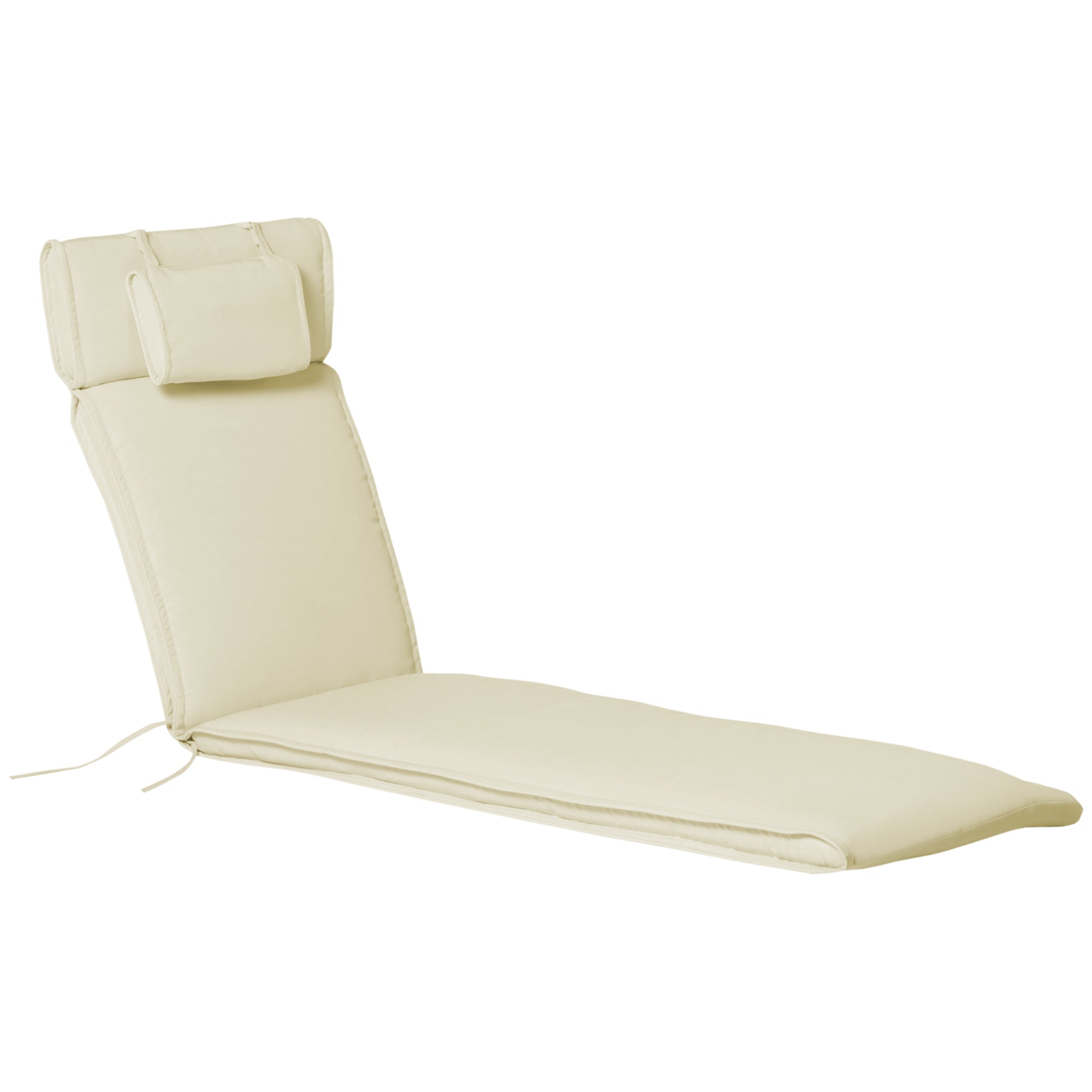 Outsunny Liegenauflage Liegenpolster Gartenliege mit Kopfkissen abnehmbar Bezug Polyester + Baumwollfaser Cremeweiß 198 x 53 x 5 cm