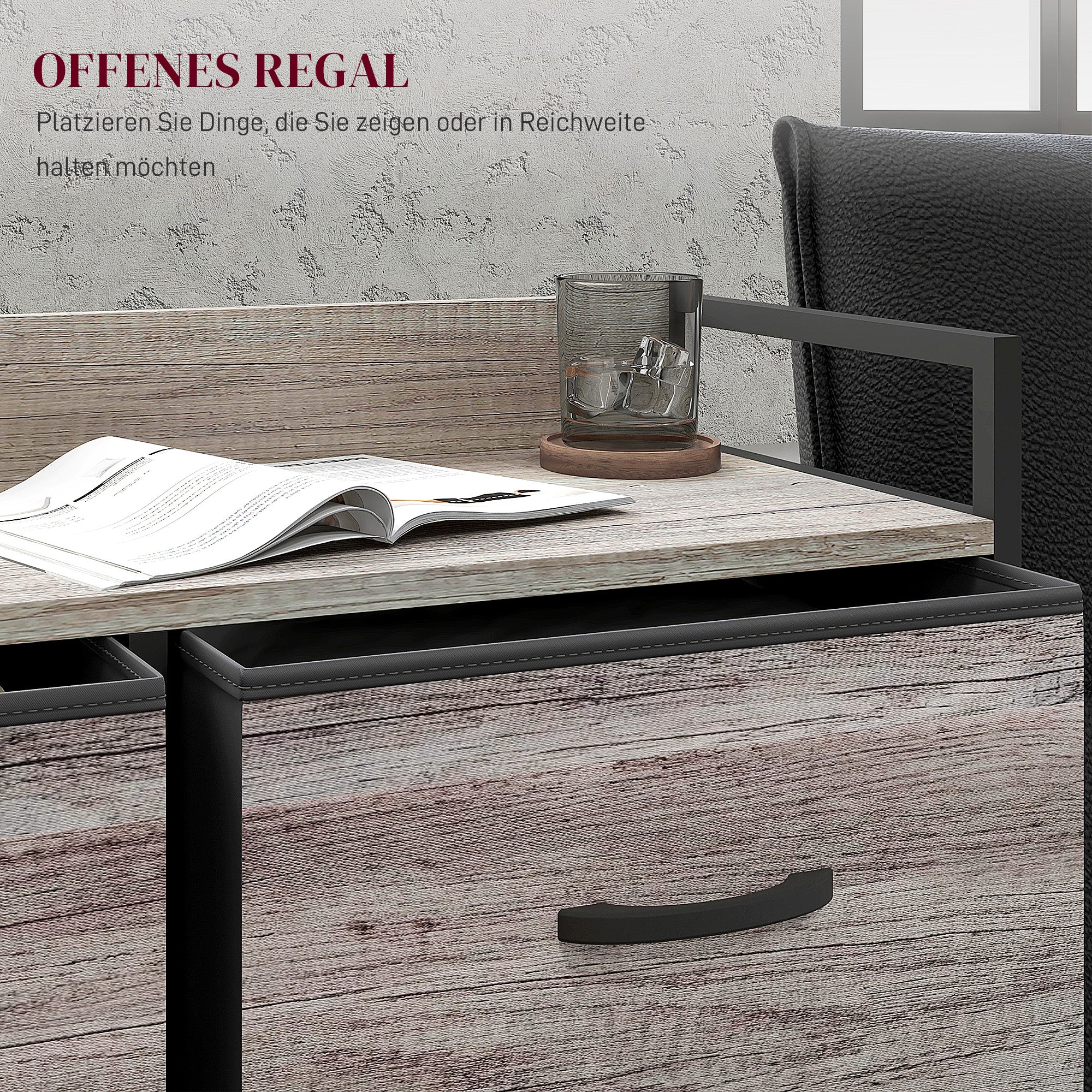 HOMCOM Stoff-Kommode, 6 faltbare Schubladen, Regal, Stahlrahmen, 79 x 29 x 85, Grau
