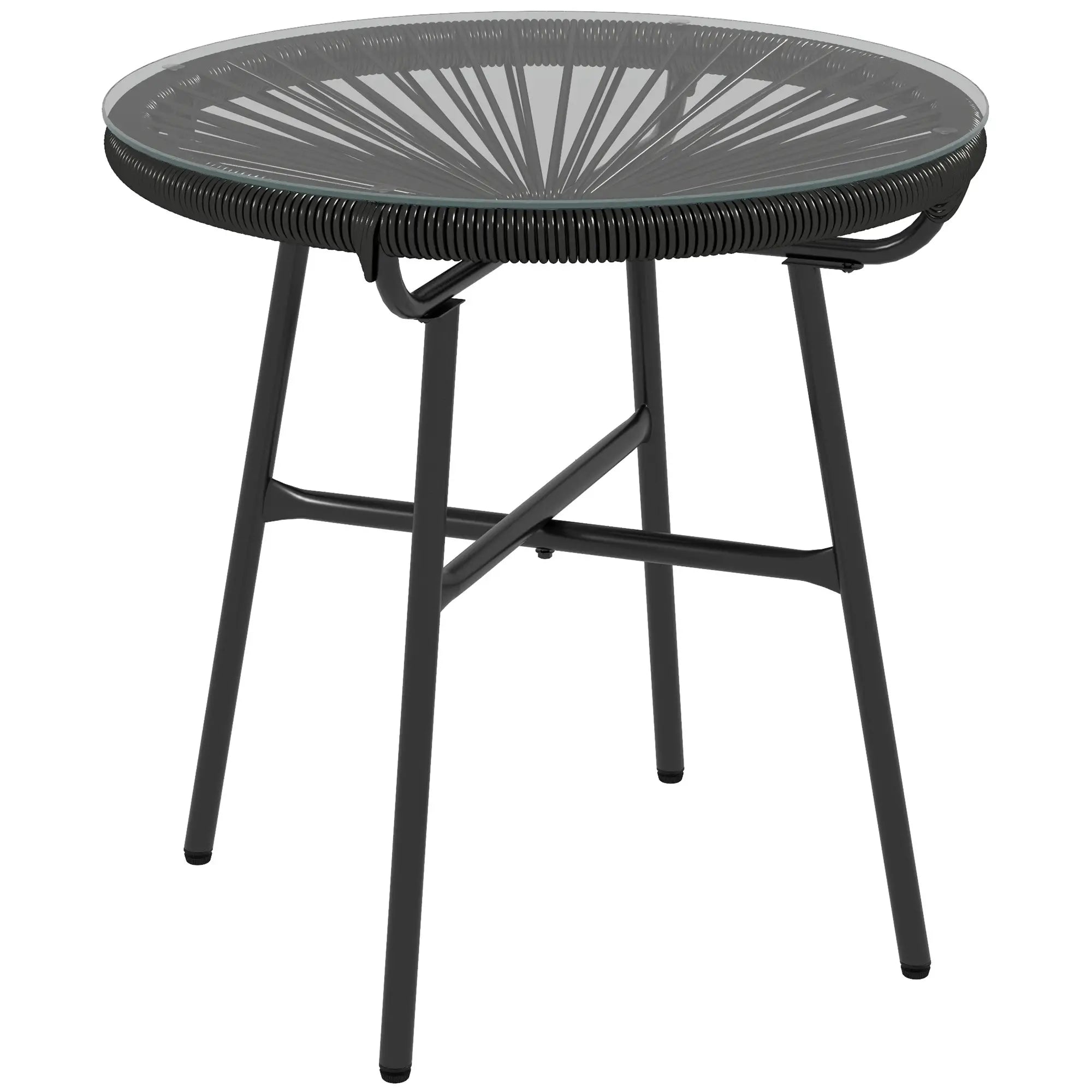 Outsunny Rattan Beistelltisch rund Schwarz