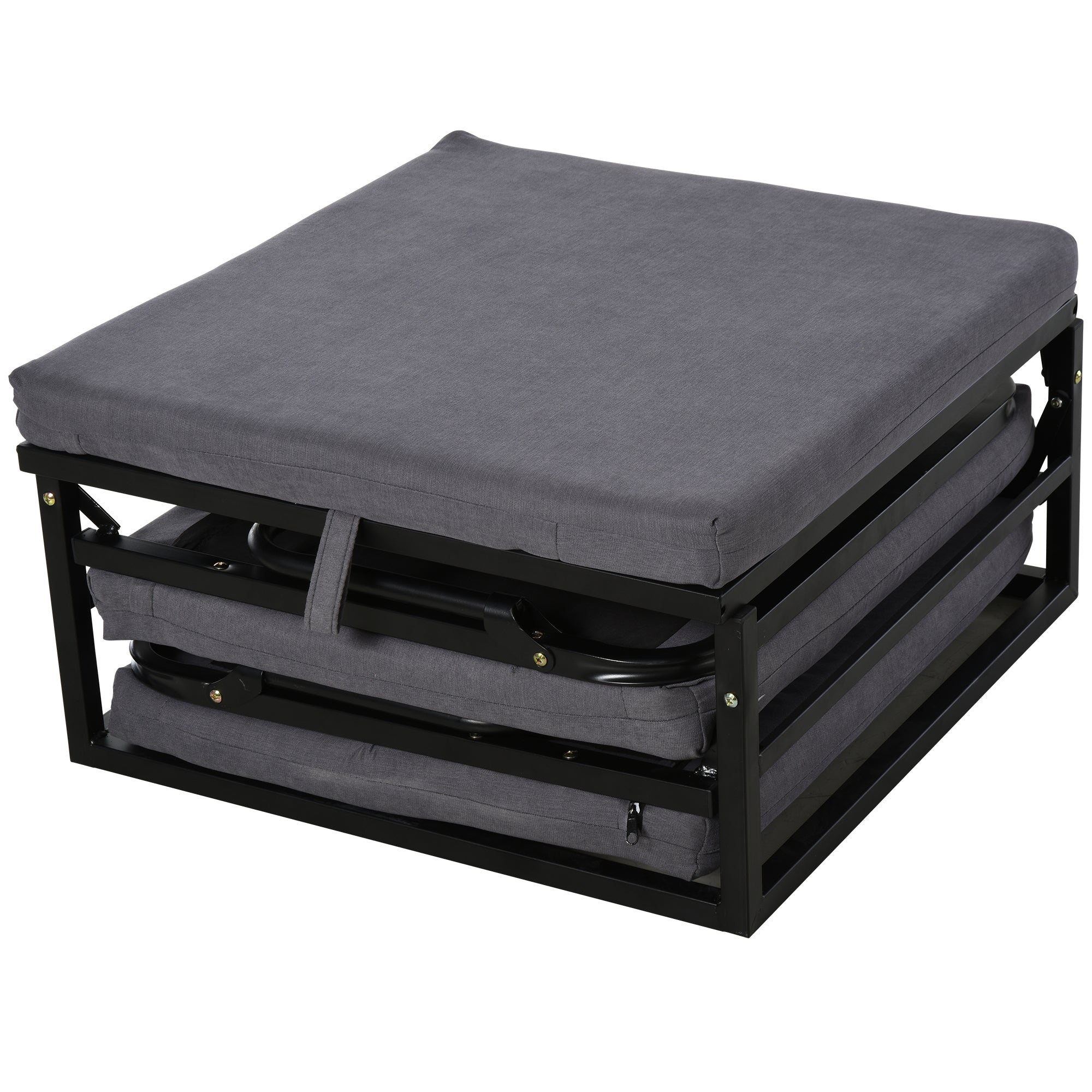 HOMCOM Klappbett 75x190 cm, Erwachsene Gästebett Klappbar mit 8 cm Dicker Schaumstoff, Reisebett mit Metallrahmen, 5-stufig höhenverstellbares Einzelbett mit Kissen, bis 150 kg belastbar
