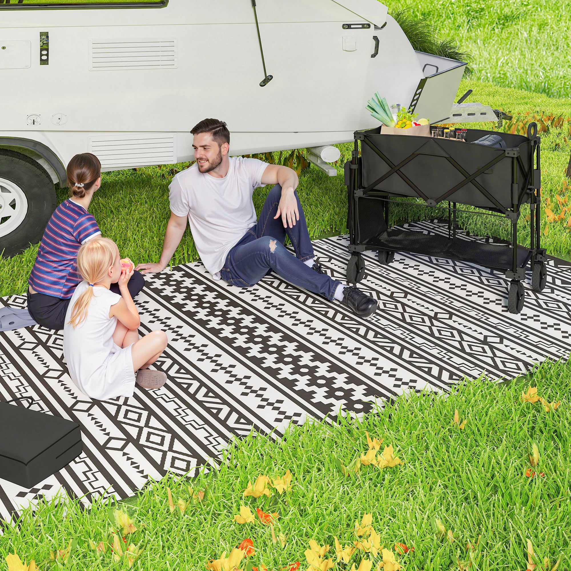 Outsunny Gartenwagen 200 kg belast zweistufige Transportwagen mit herausnehmbare Plane 369,5 Liter Schwarz