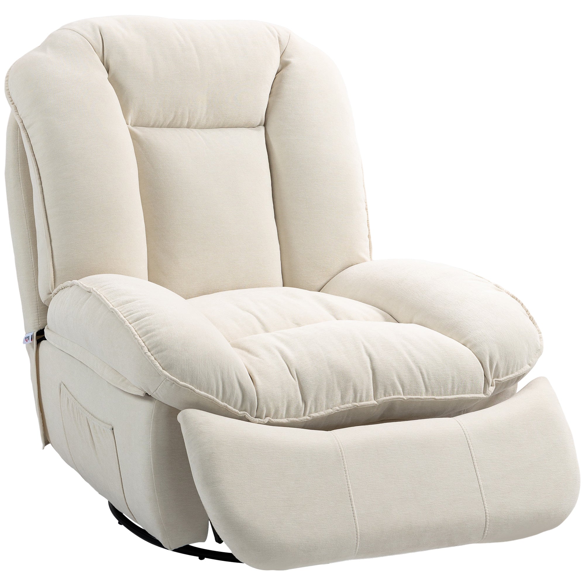 HOMCOM Relaxsessel, verstellbar, 104x100x102cm/164x76cm, Cremeweiß