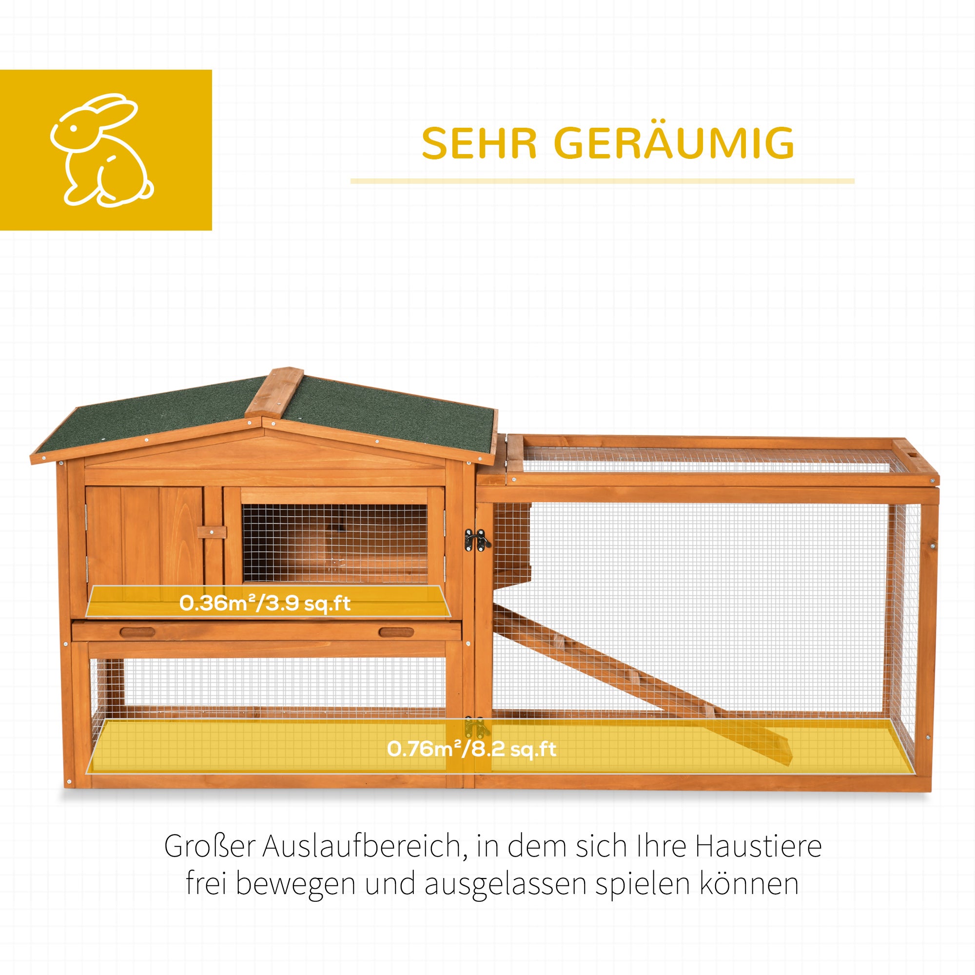 PawHut Kleintierstall Kleintierkäfig Kleintierhaus mit Asphaltdach Tannenholz Orange