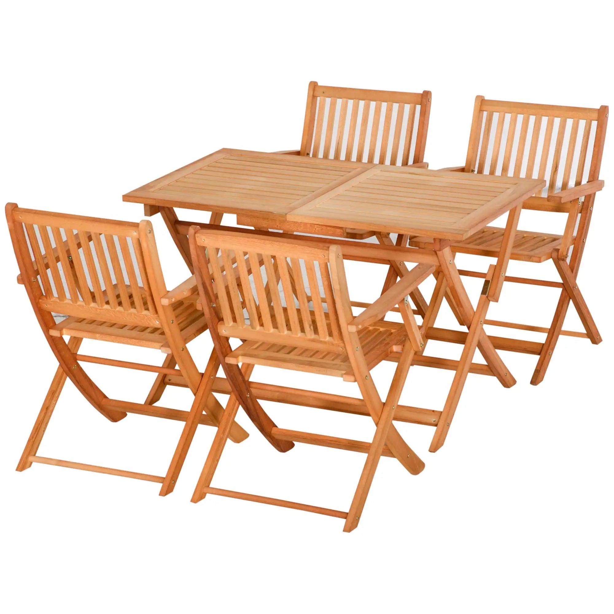 Outsunny Gartenmöbelset 5-tlg. klappbar hoher Sitzkomfort Pappelholz Teak