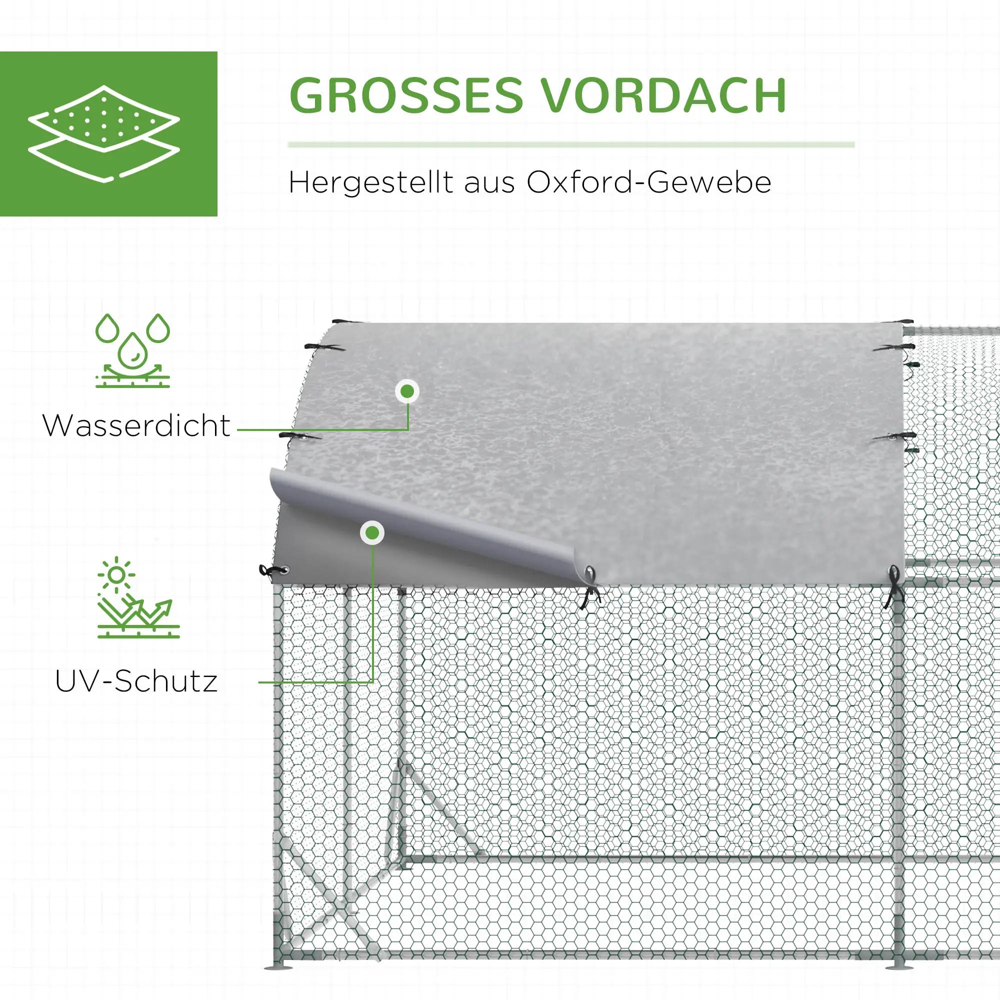 PawHut Hühnerstall Freilaufgehege mit UV-Abdeckung abschließbar