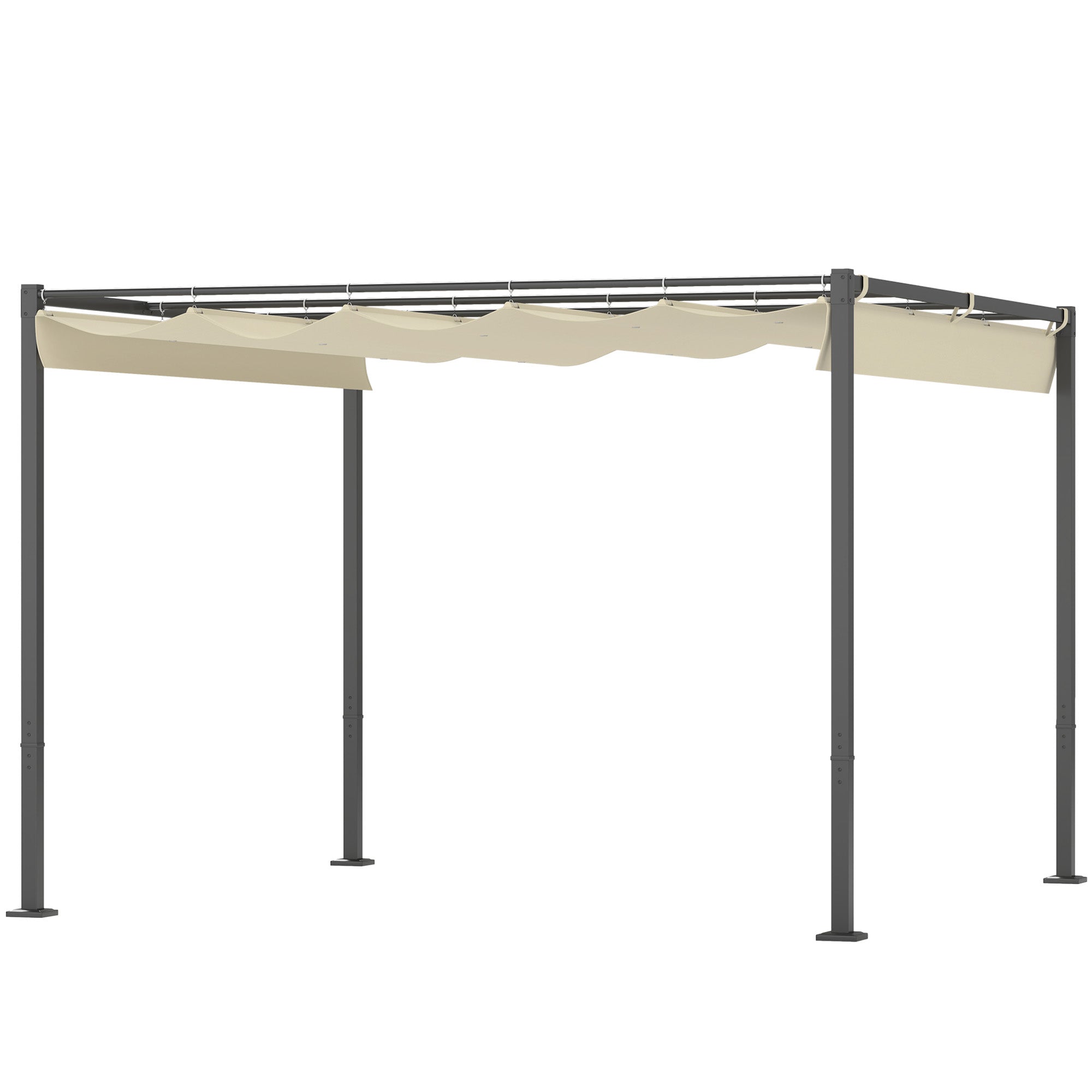Outsunny Pergola 3x3 m Beige mit Schiebedach