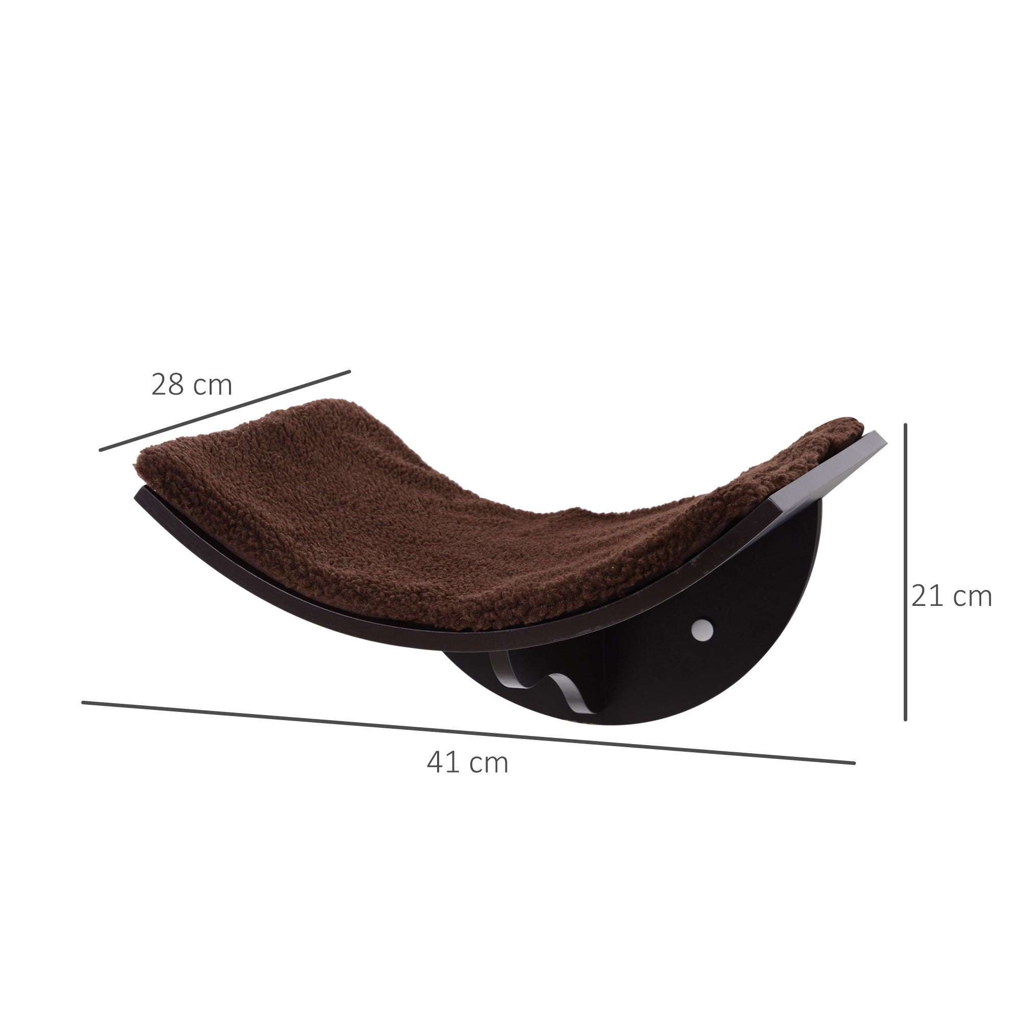 PawHut Katzenliege Katzen Wandliege Katzenbett Katzenregal Wandmontage Plüschauflage Braun 41 x 28 x 21 cm