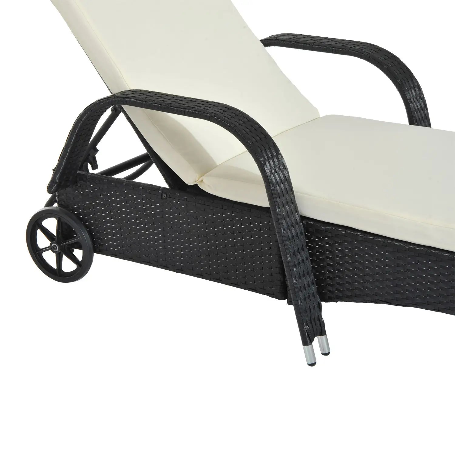 Outsunny Gartenliege Polyrattan mit Rollen 5-fach verstellbar