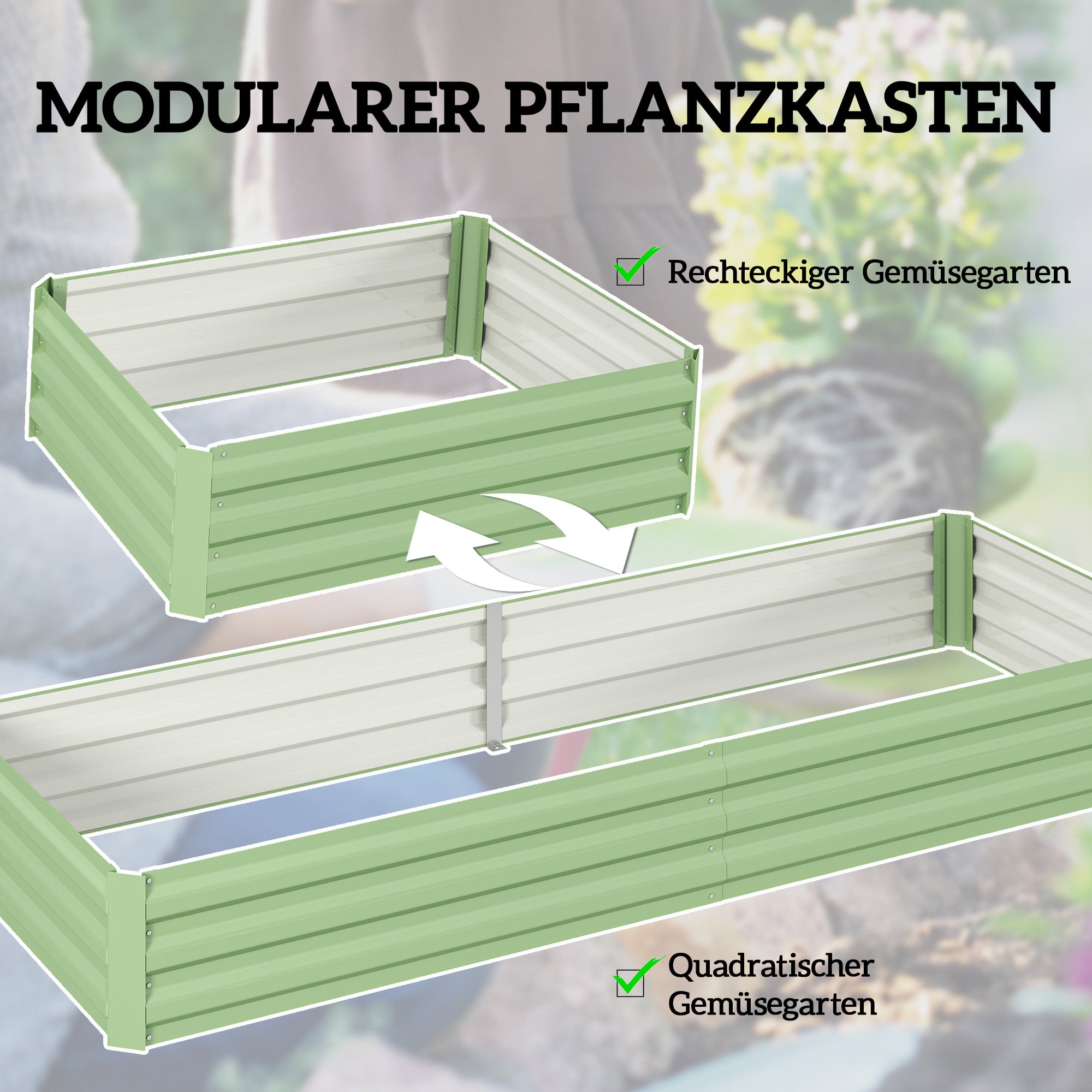 Outsunny Stahl-Hochbeet, offener Boden, einfacher Aufbau, 241L x 90,5B x 30H cm, Grün