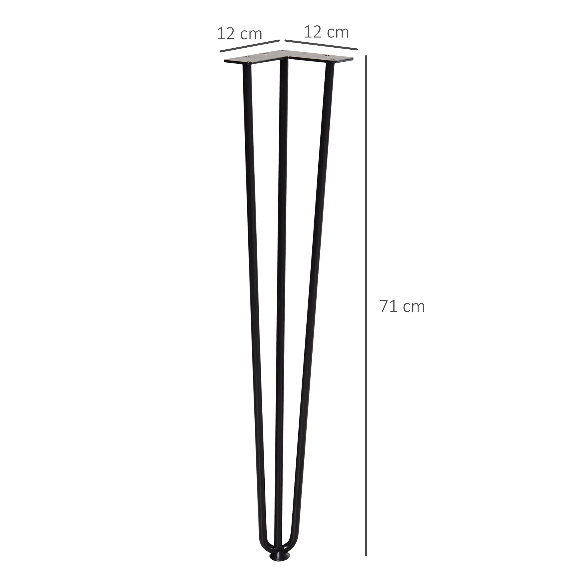 HOMCOM Tischbein-Set, 4 Stahl-Tischbeine, Gabel-Design, 40 kg belastbar, Schwarz