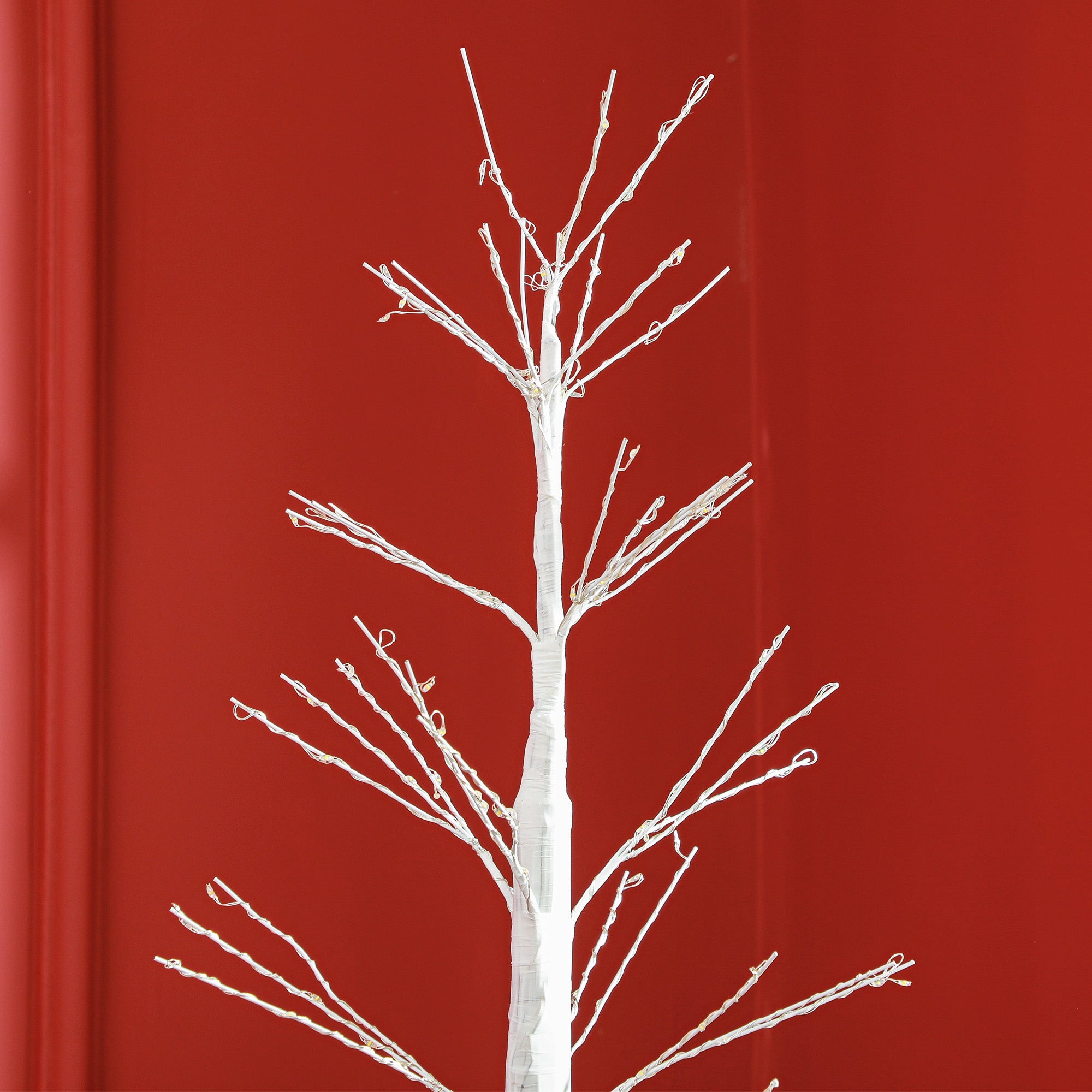 HOMCOM Kunsttanne mit LED-Beleuchtung, 180 cm hoher Weihnachtsbaum, realistische Rinde, Weiß
