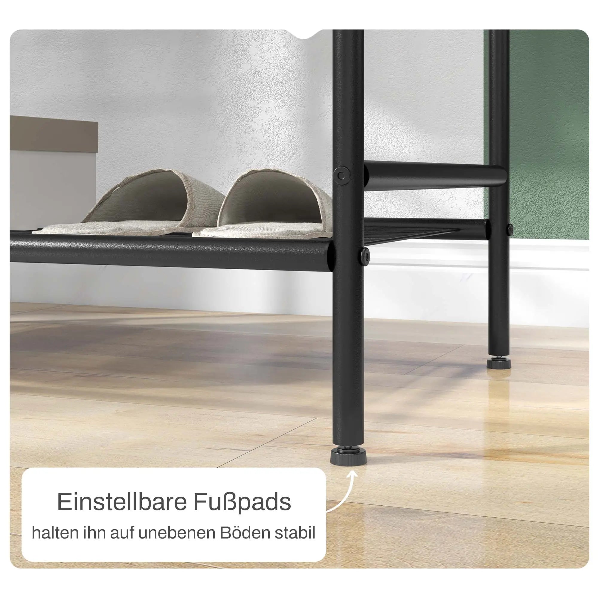 HOMCOM Kleiderständer, 2 Kleiderstangen, Ablage & Haken, Bambus/Stahl, Schwarz