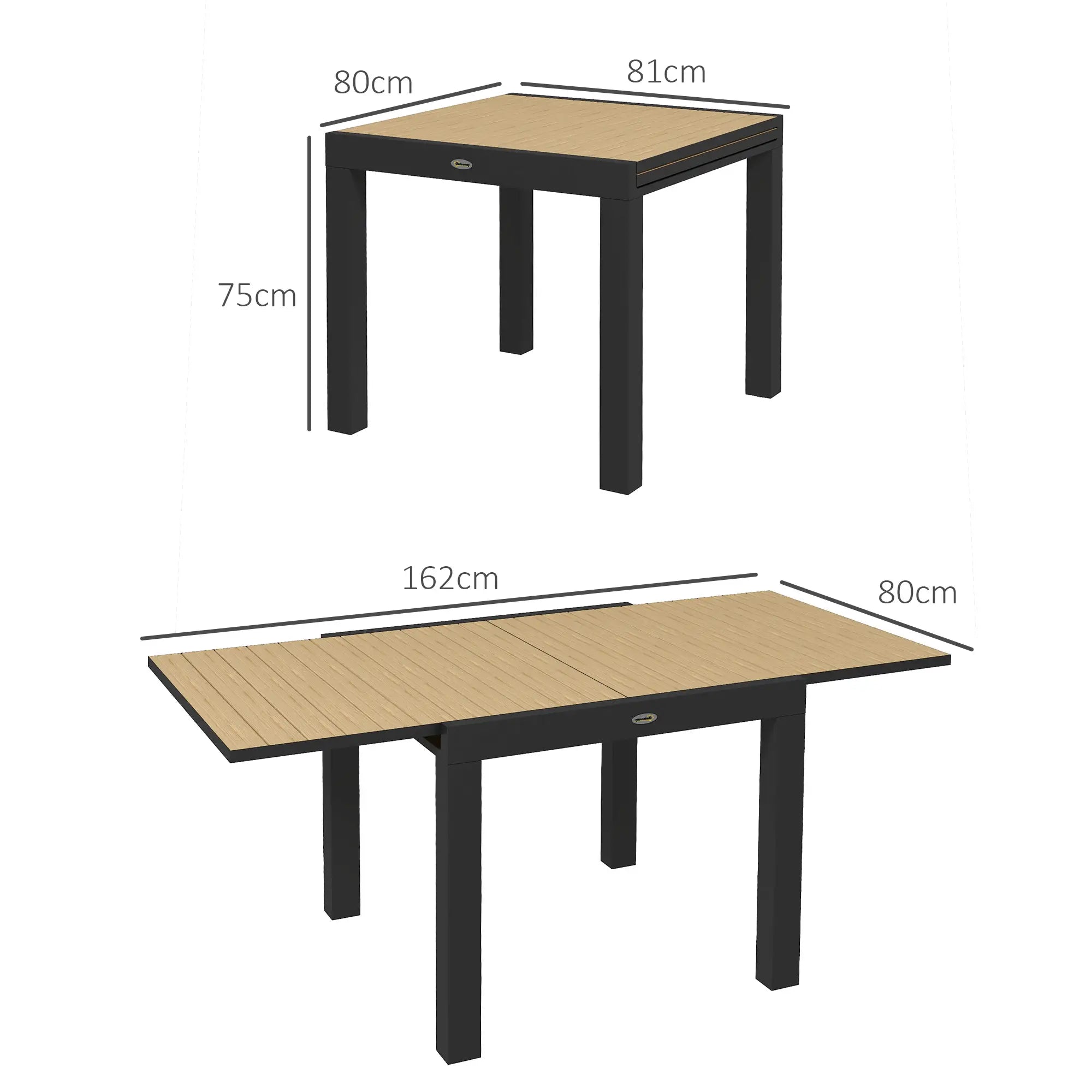 Outsunny Esstisch 81/162×80 cm Gelb