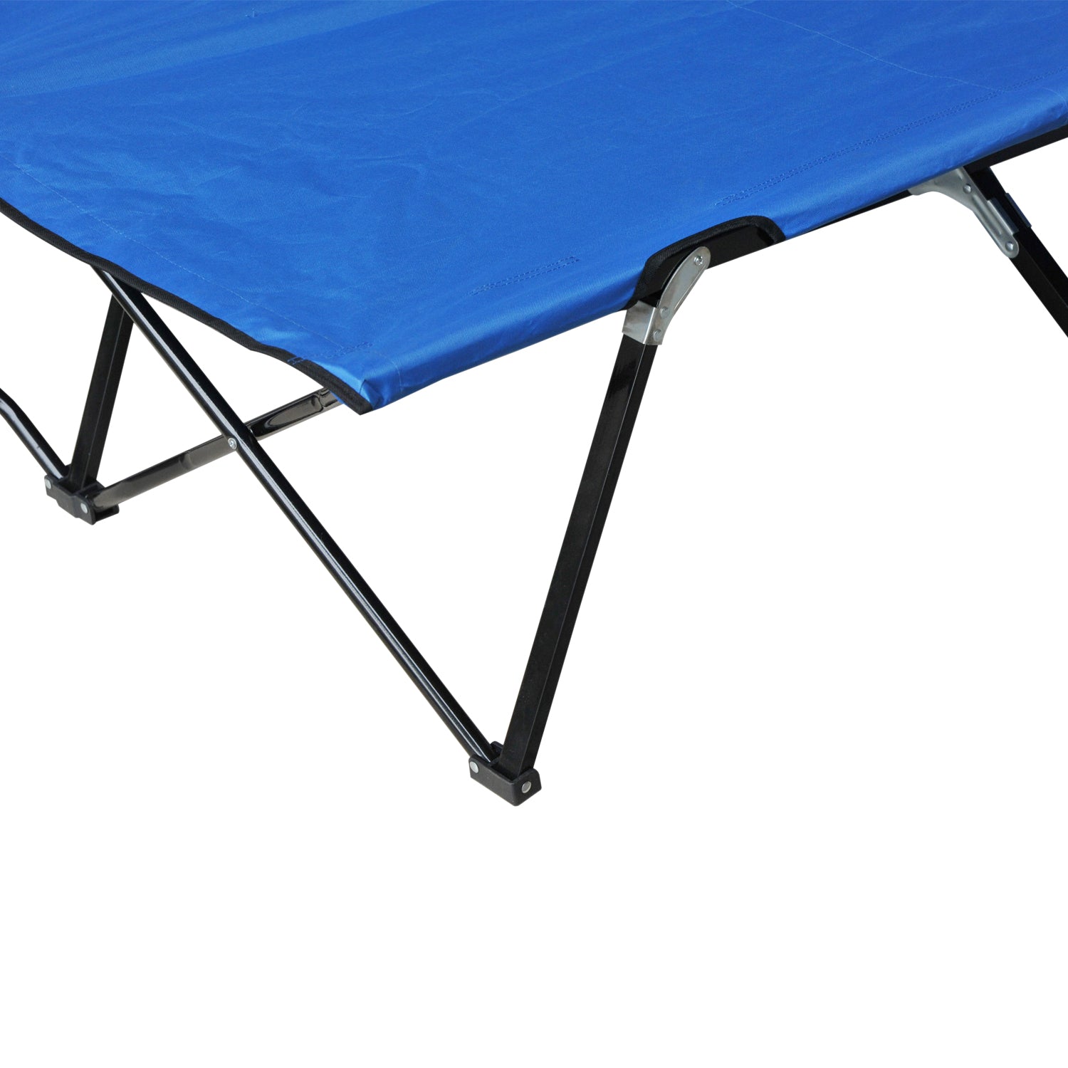 Outsunny Campingbett Klappbar für 2 Personen Feldbett Klappbett mit Tragetasche bis 136 kg belastbar Stahl Oxford Blau+Schwarz 193 x 125 x 40 cm