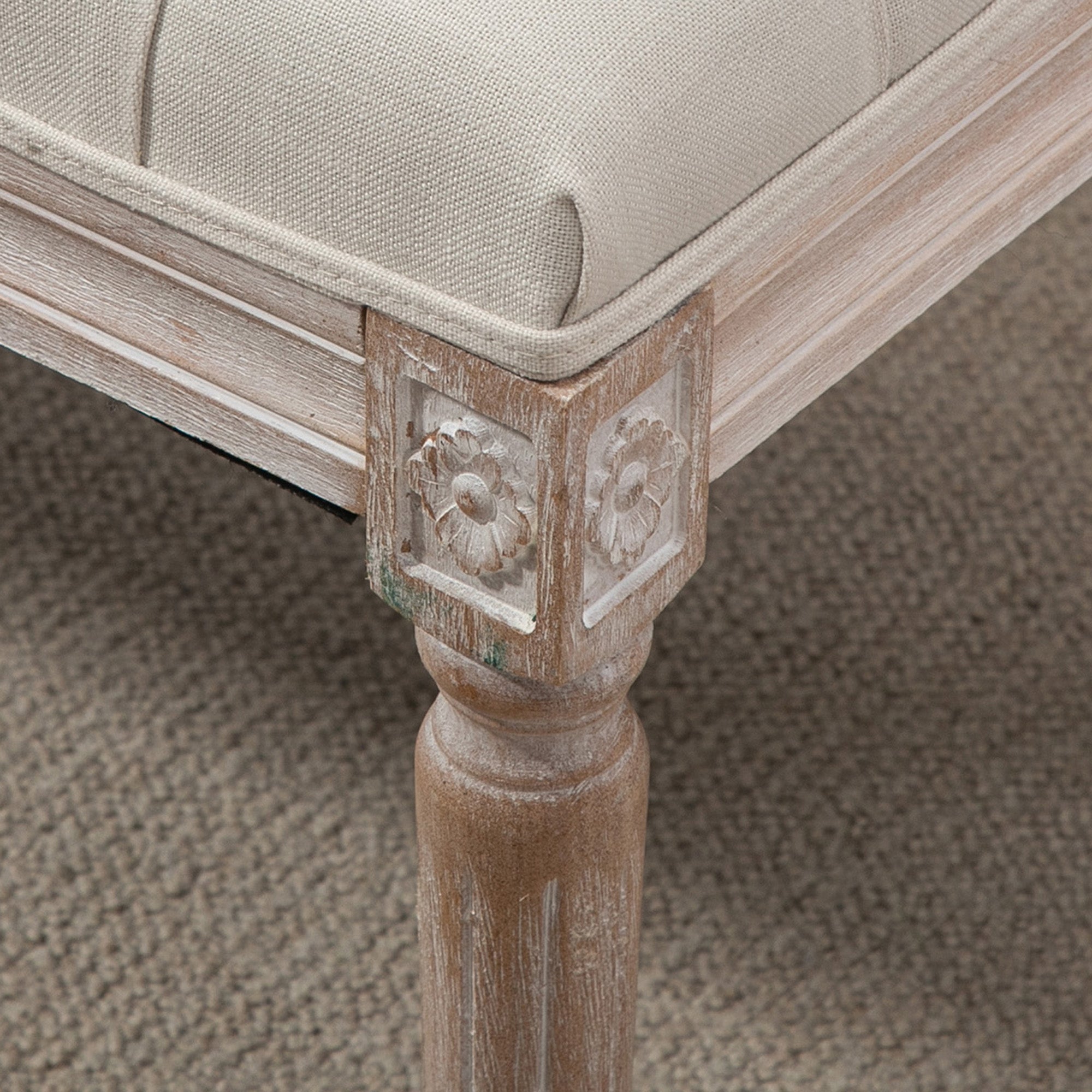 HOMCOM Gepolsterter Sitzhocker, Polsterbank, Fußhocker, Holz und Stoffbezug in Leinenoptik, 80L x 40B x 43H cm, Cremeweiß