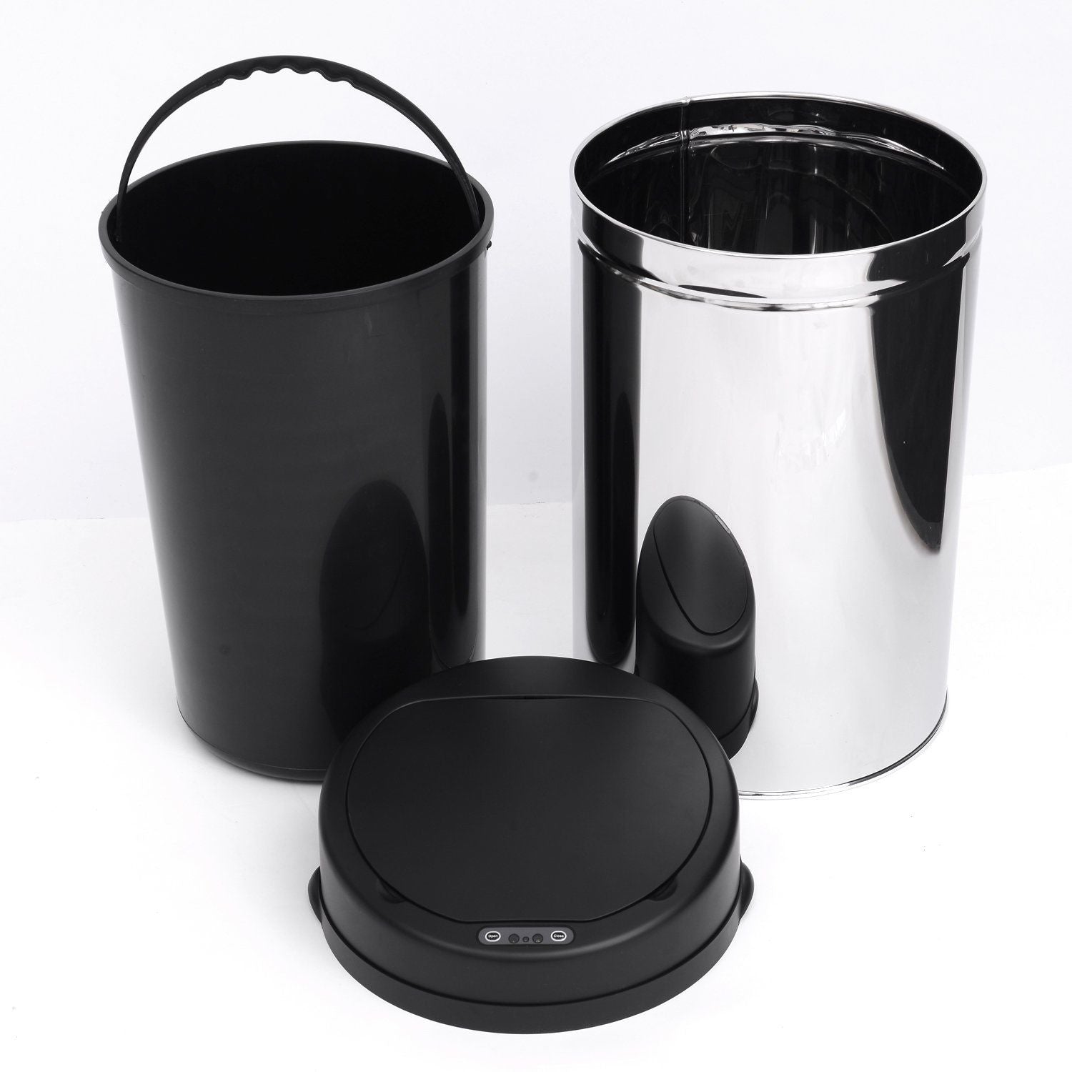HOMCOM Sensor Mülleimer 30L Automatischer Mülleimer mit Soft-Close-Deckel, Bewegungssensor, Wasserdichter Abfalleimer Müllbehälter Abfallbehälter für Büro, Schlafzimmer, Küchen Schwarz+Silber