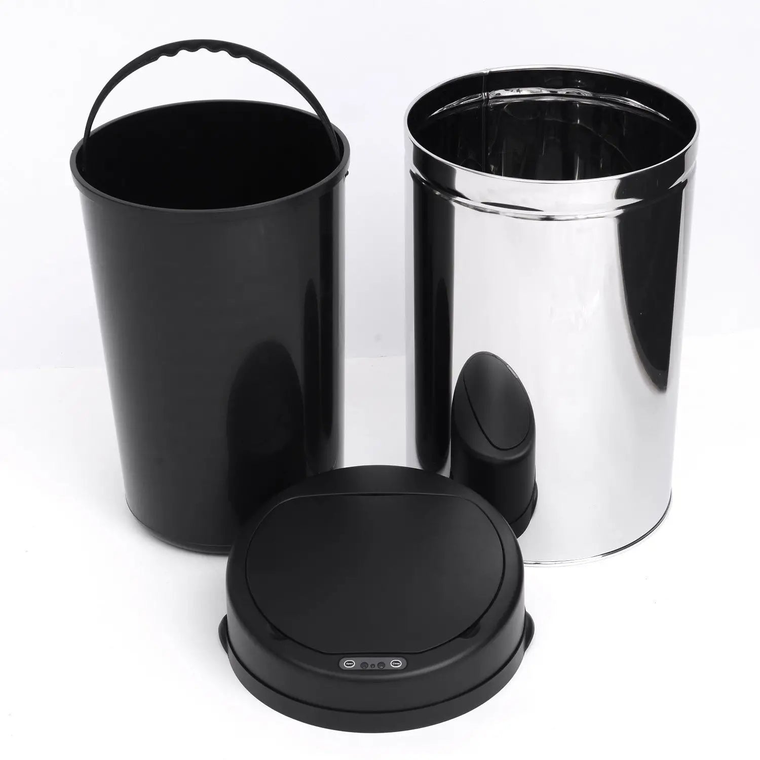 HOMCOM Sensor Mülleimer 30L Automatischer Mülleimer mit Soft-Close-Deckel, Bewegungssensor, Wasserdichter Abfalleimer Müllbehälter Abfallbehälter für Büro, Schlafzimmer, Küchen Schwarz+Silber