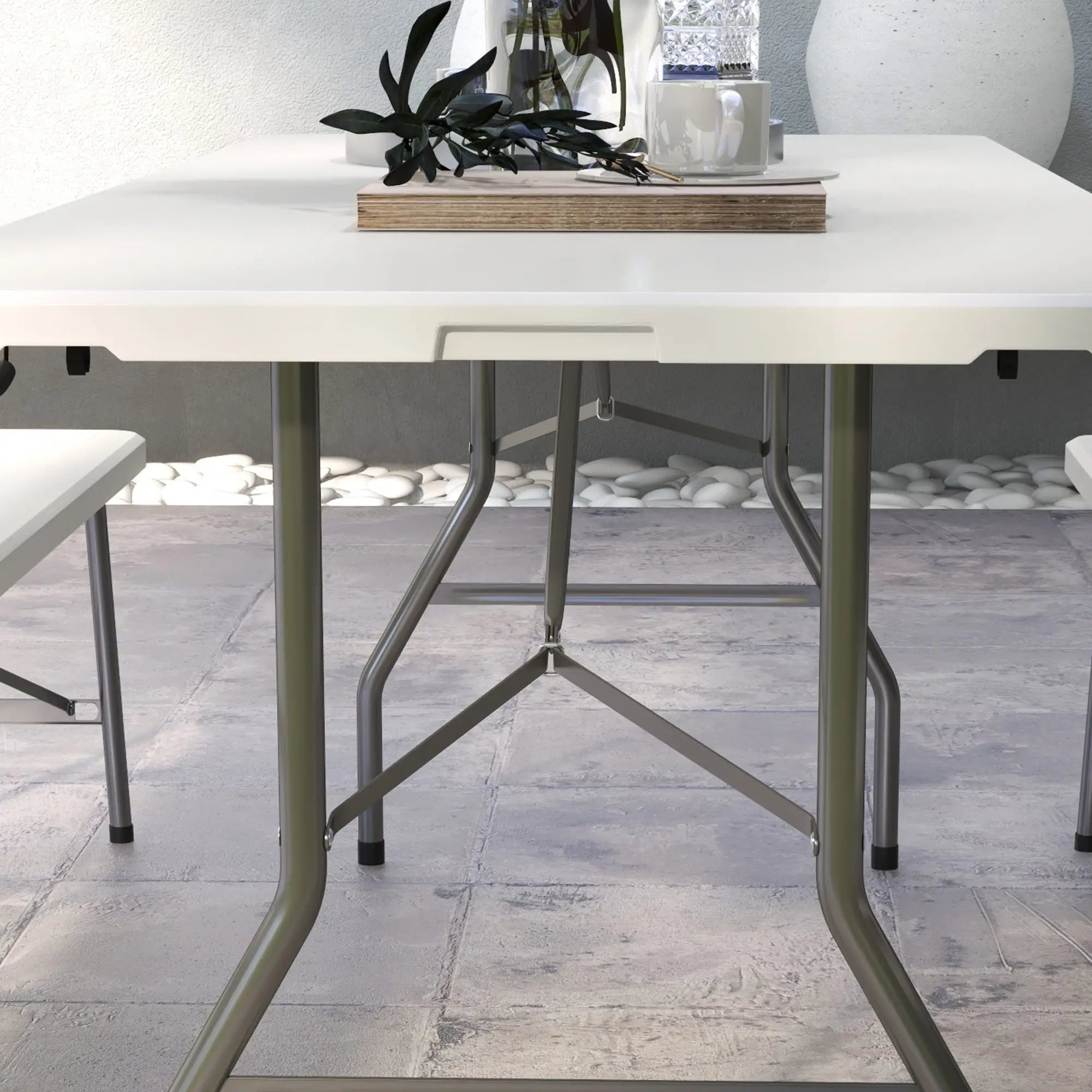 Klapptisch 180x75?cm für 6 Personen, Weiß, HDPE
