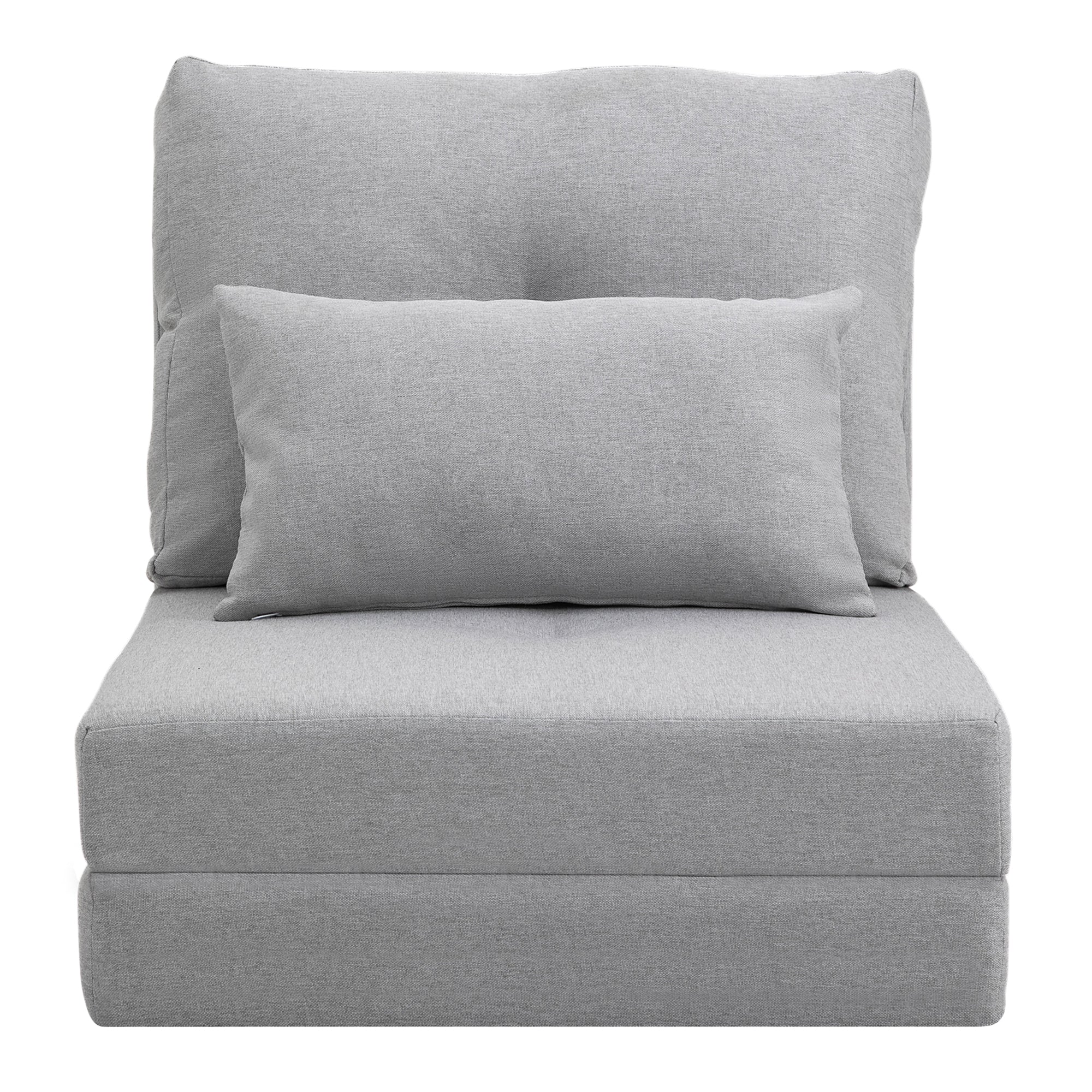 HOMCOM Bodensessel Klappmatratze Schlafmatte, 2-in-1-Design, abnehmbares Kissen, 60 x 80 x 56 cm, Grau