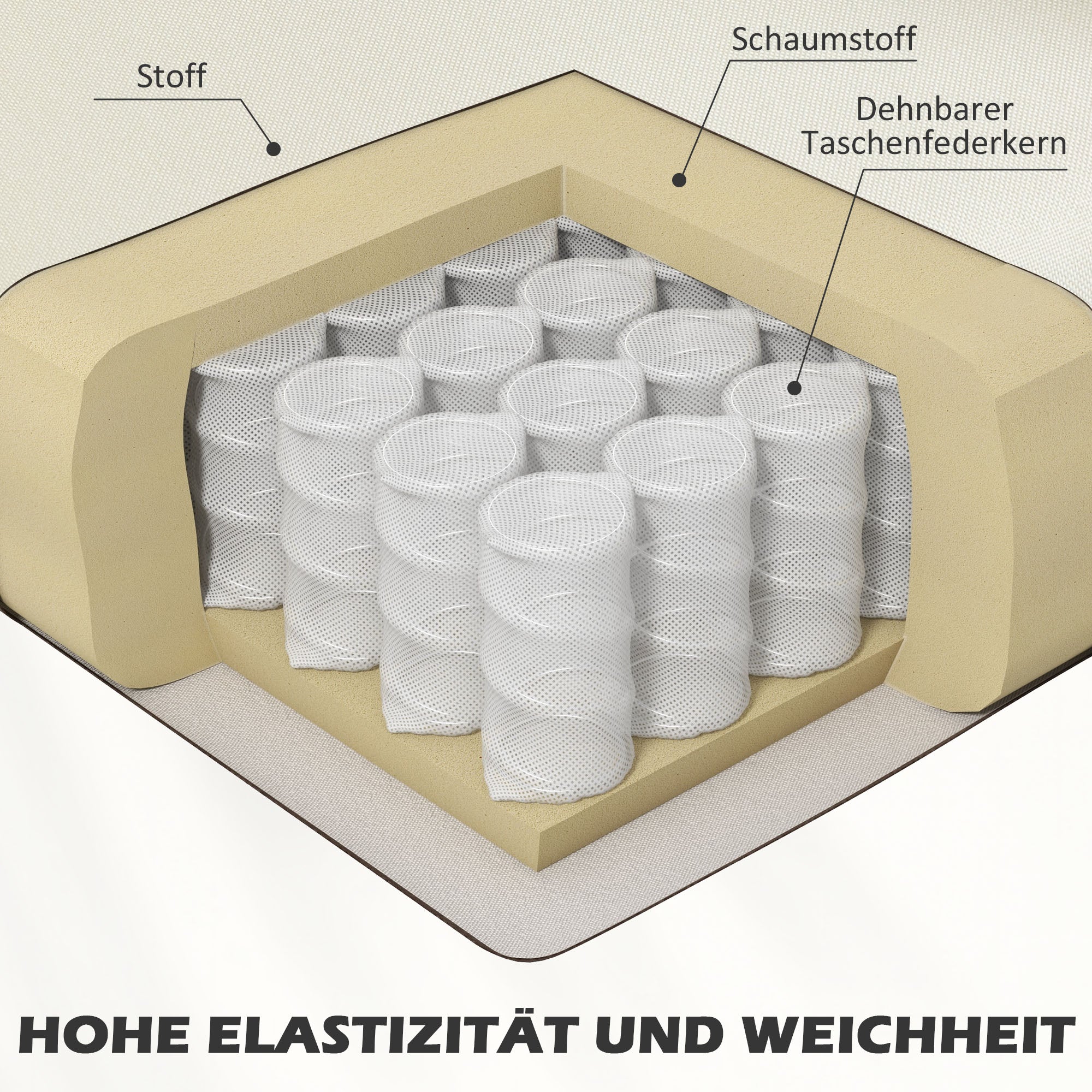 HOMCOM Einzelsessel, Relaxsessel, Polstersessel mit Holzfüßen, Stoff in Leinenoptik, 66 x 72 x 74 cm, Cremeweiß