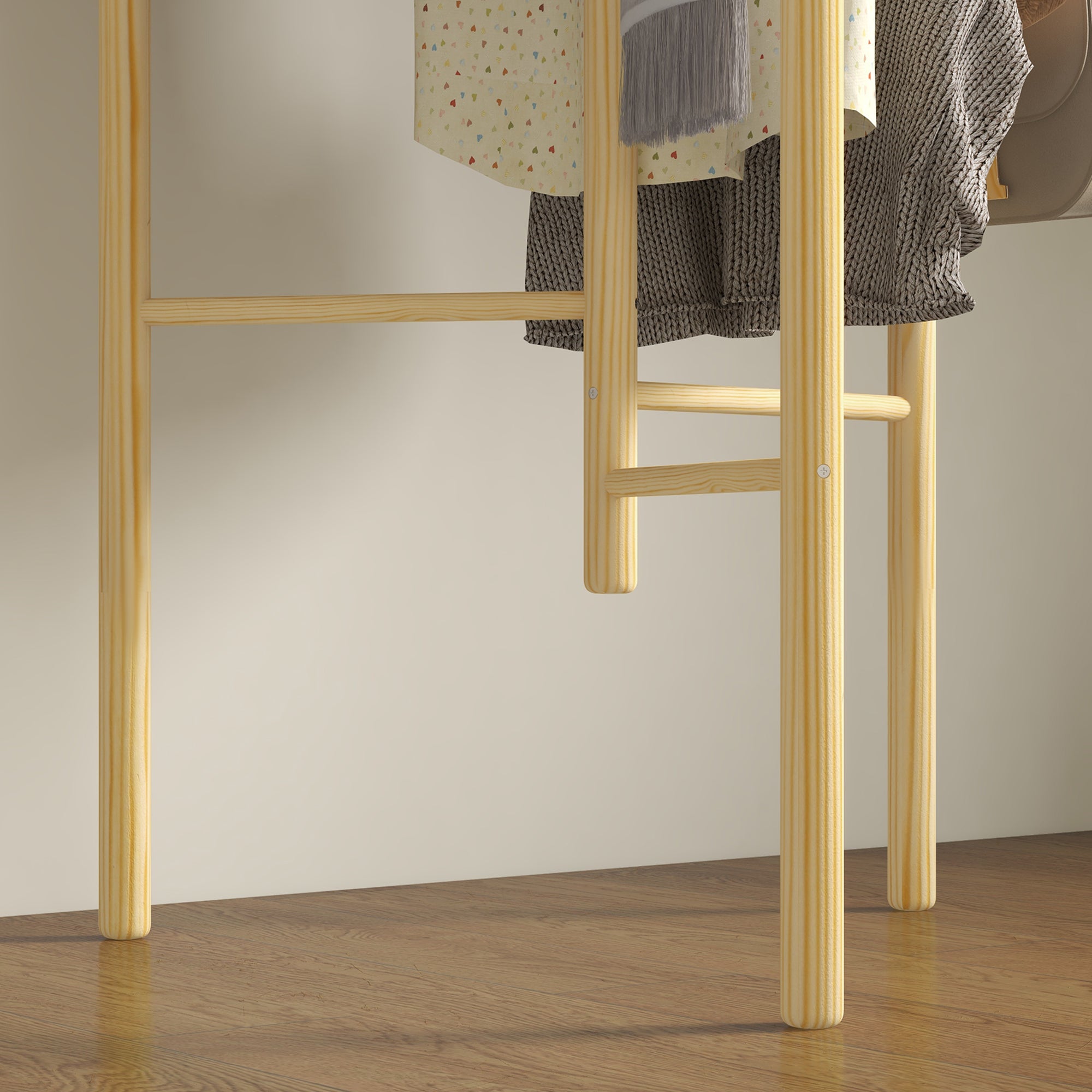 HOMCOM Kleiderständer, platzsparend, 5 kg Belastung, 62x52,5x160cm, Natur