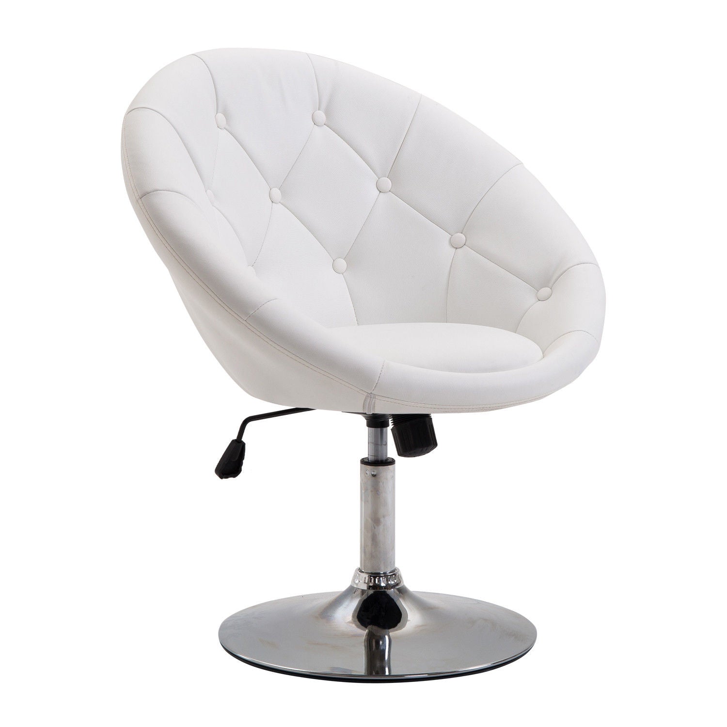 HOMCOM Arbeitshocker Drehhocker Drehstuhl Bürostuhl verchromt höhenverstellbar, Kunstleder+Stahl, Schwarz/Weiß, 71x59x78-90cm (Weiß)