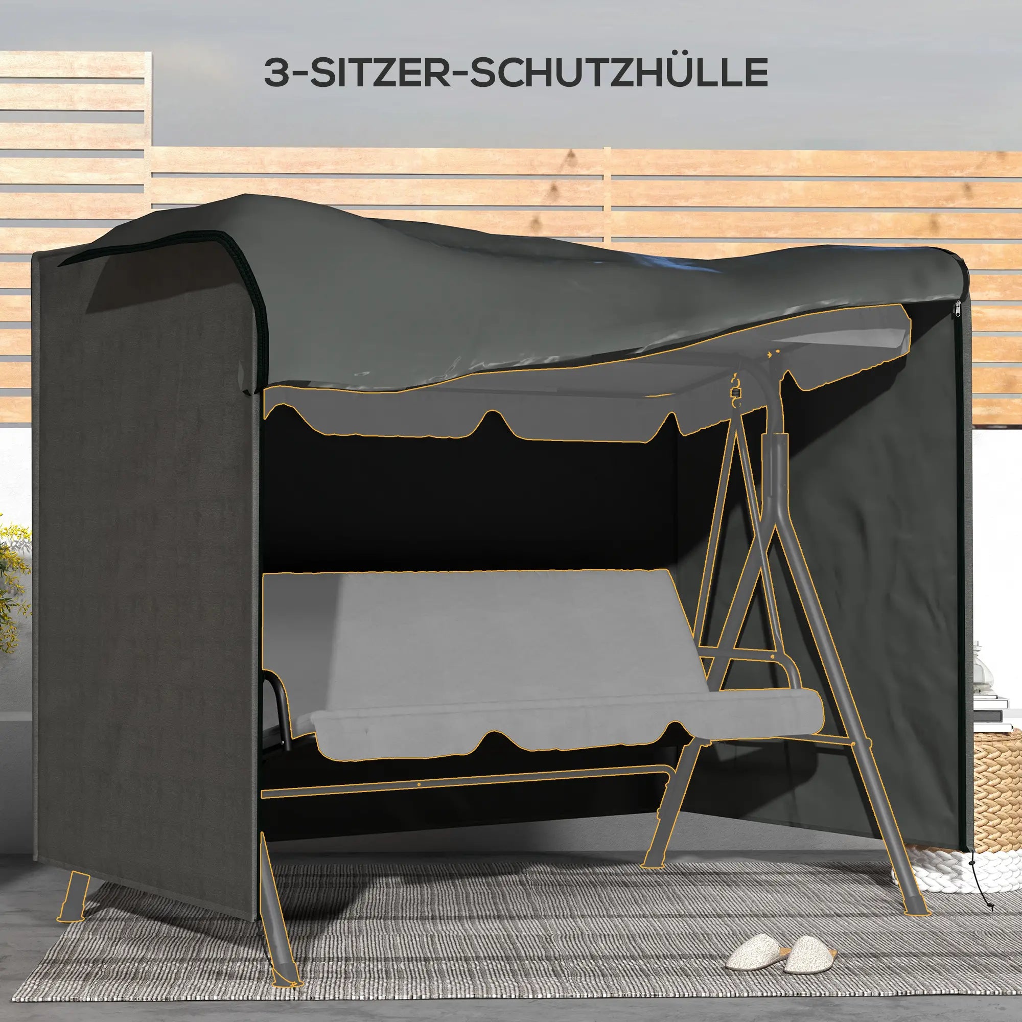 Outsunny Abdeckung Hollywoodschaukel UV-Schutz windfest