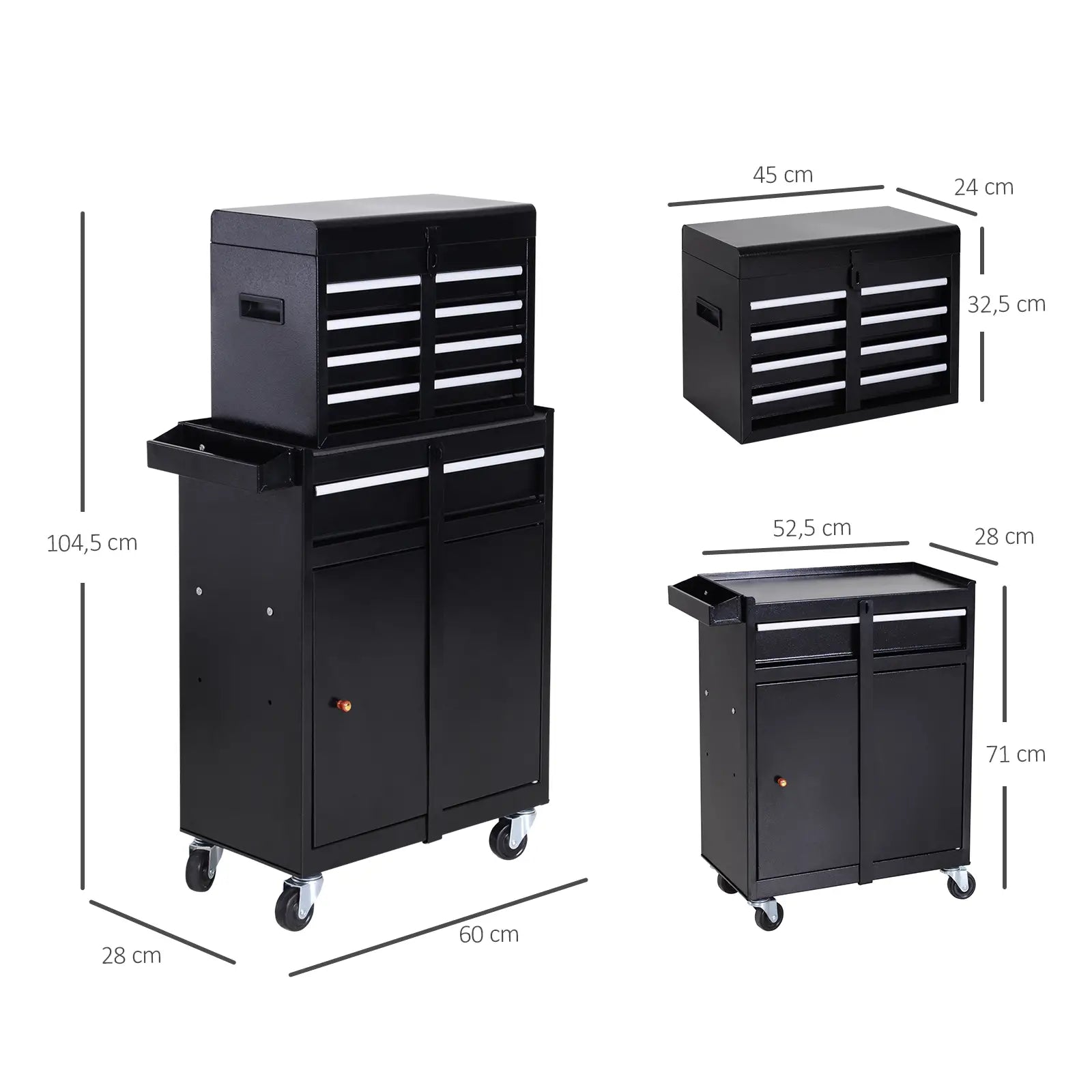 DURHAND Werkstattwagen Werkzeugschrank Werkzeugkasten mit 5 Schubladen 360°-Rollen Metall 60 x 28 x 104,5 cm