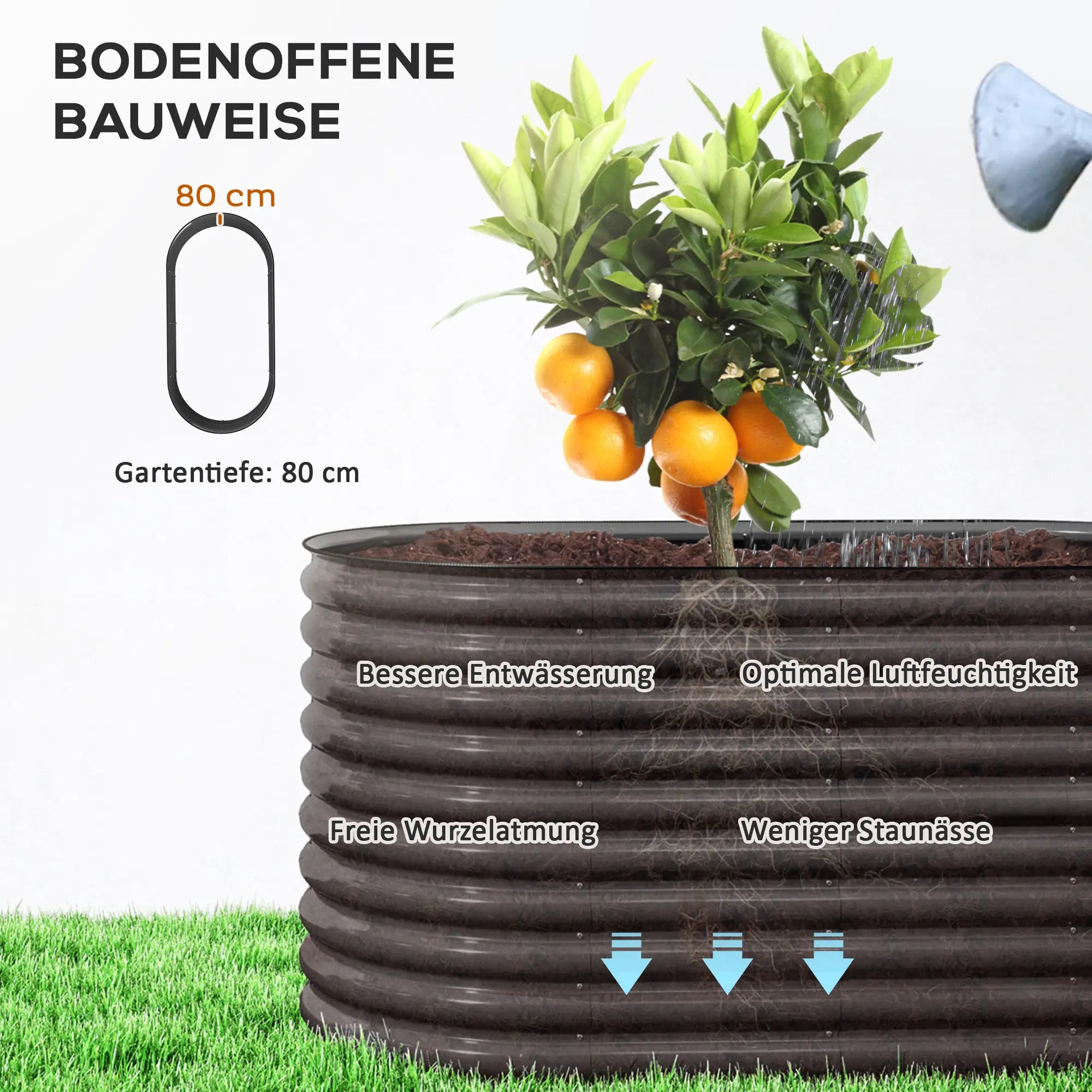 Hochbeet 160x80x80 cm aus Stahl für Garten & Balkon
