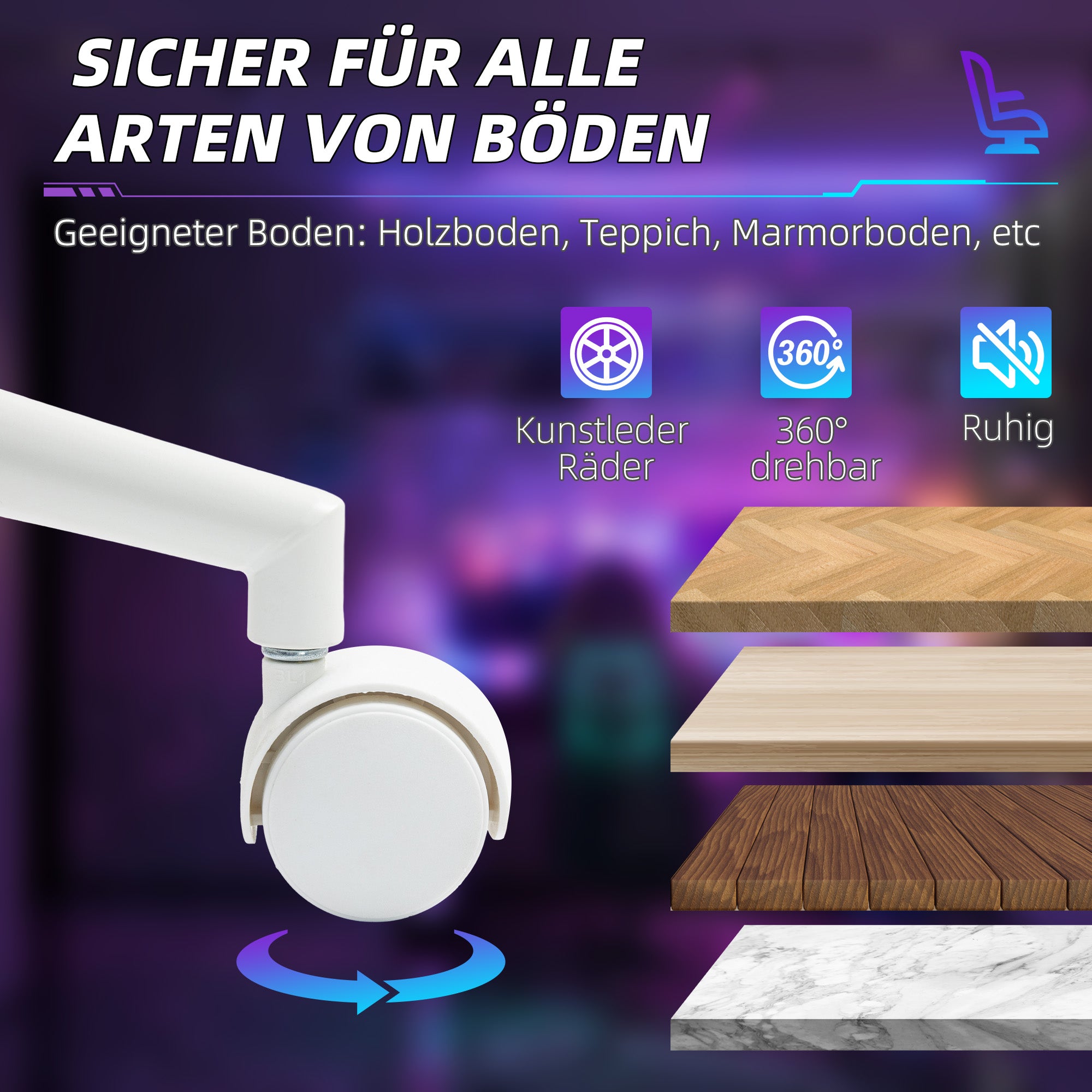 HOMCOM Gaming-Sessel, verstellbare Armlehnen & Rückenlehne, Kunstlederbezug, bis 120 kg, Blau