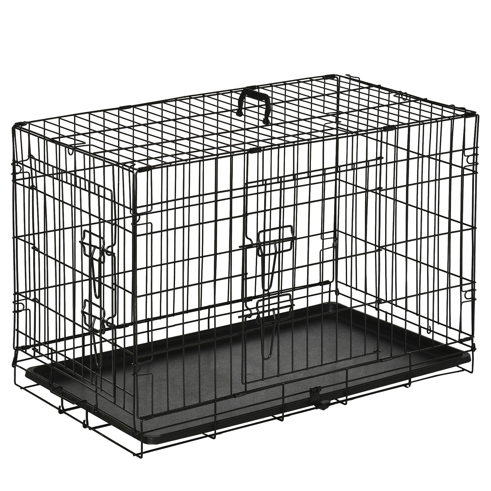PawHut Hundekäfig, Transportkäfig, Drahtkäfig, herausnehmbare Bodenwanne, Schwarz