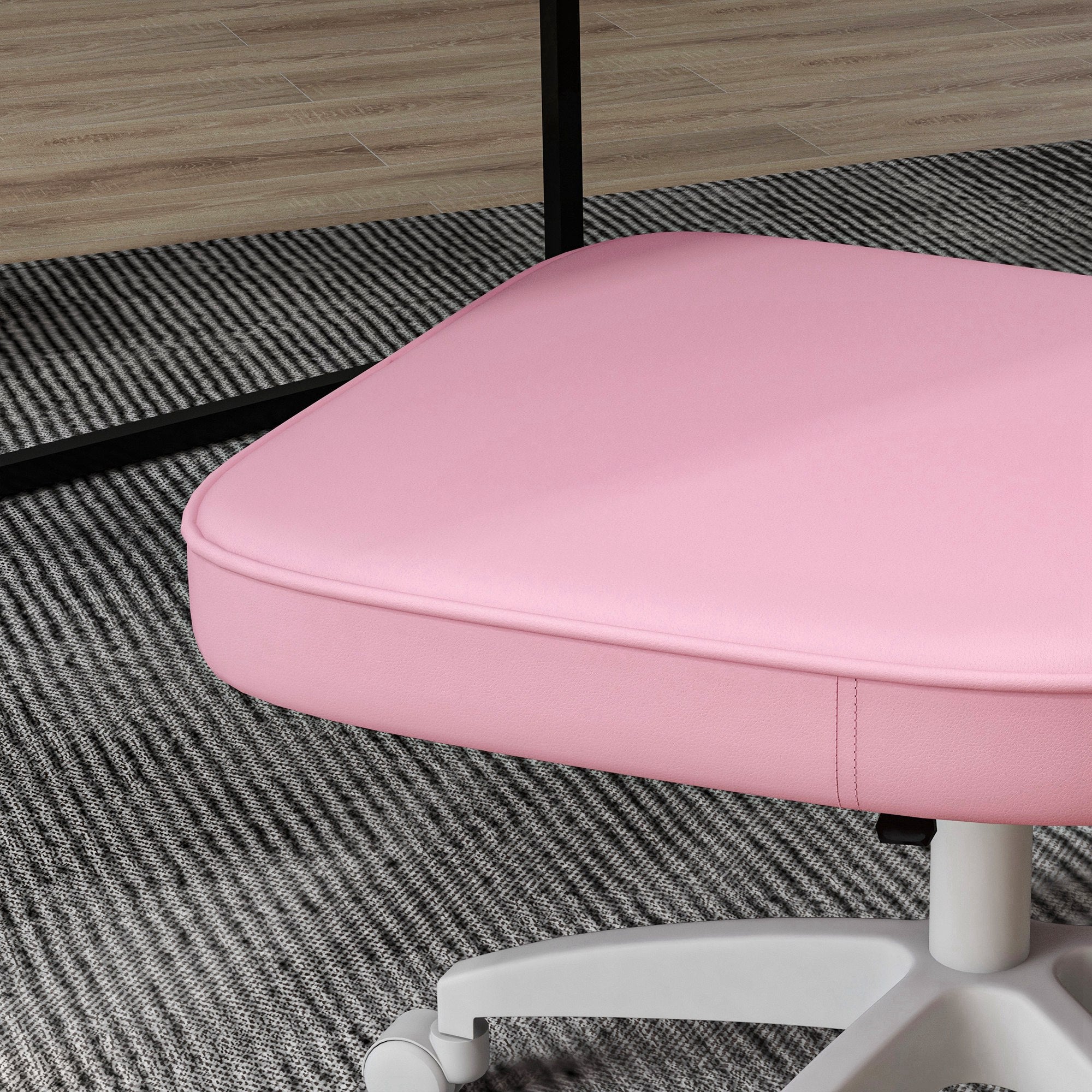 Vinsetto Bürostuhl ohne Armlehnen, höhenverstellbar, drehbar, bis 120 kg, Kunstleder, Rosa