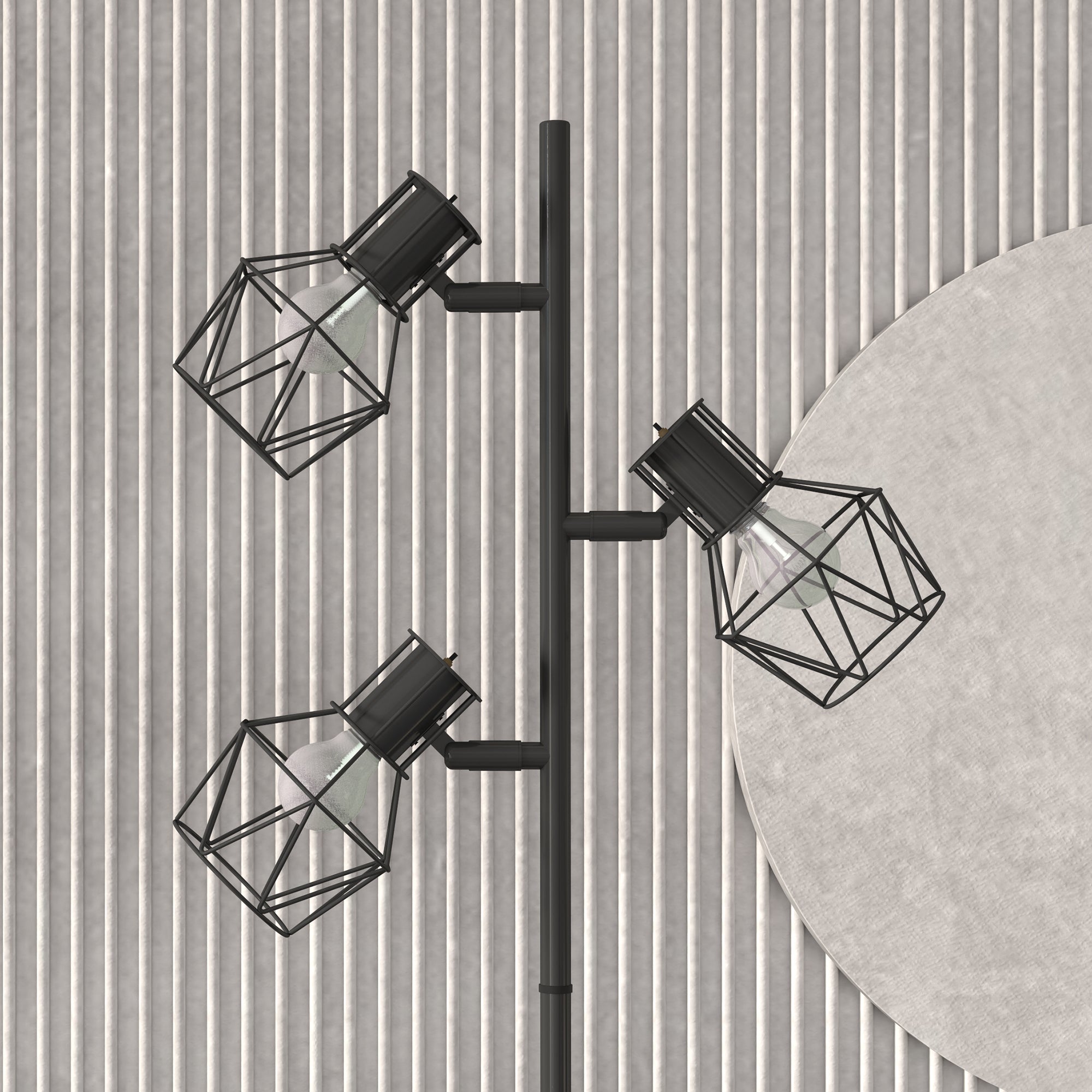 HOMCOM 3-Licht-Stehlampe mit flexiblen Leuchtelementen, baumähnliche Struktur, für Wohnzimmer und Schlafzimmer, Metall, Schwarz