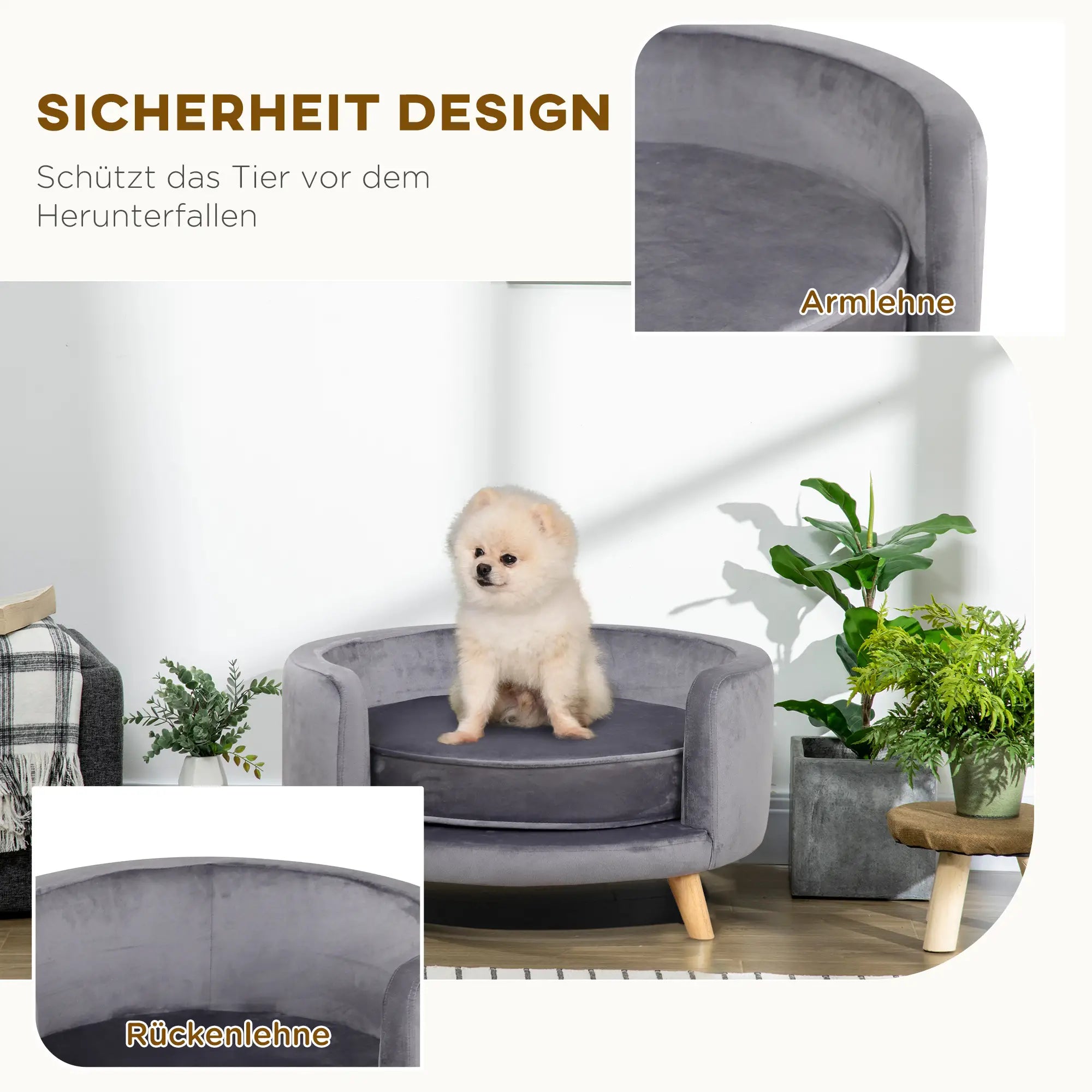 PawHut Haustiersofa für mittelgroße Hunde, 68x68x35 cm