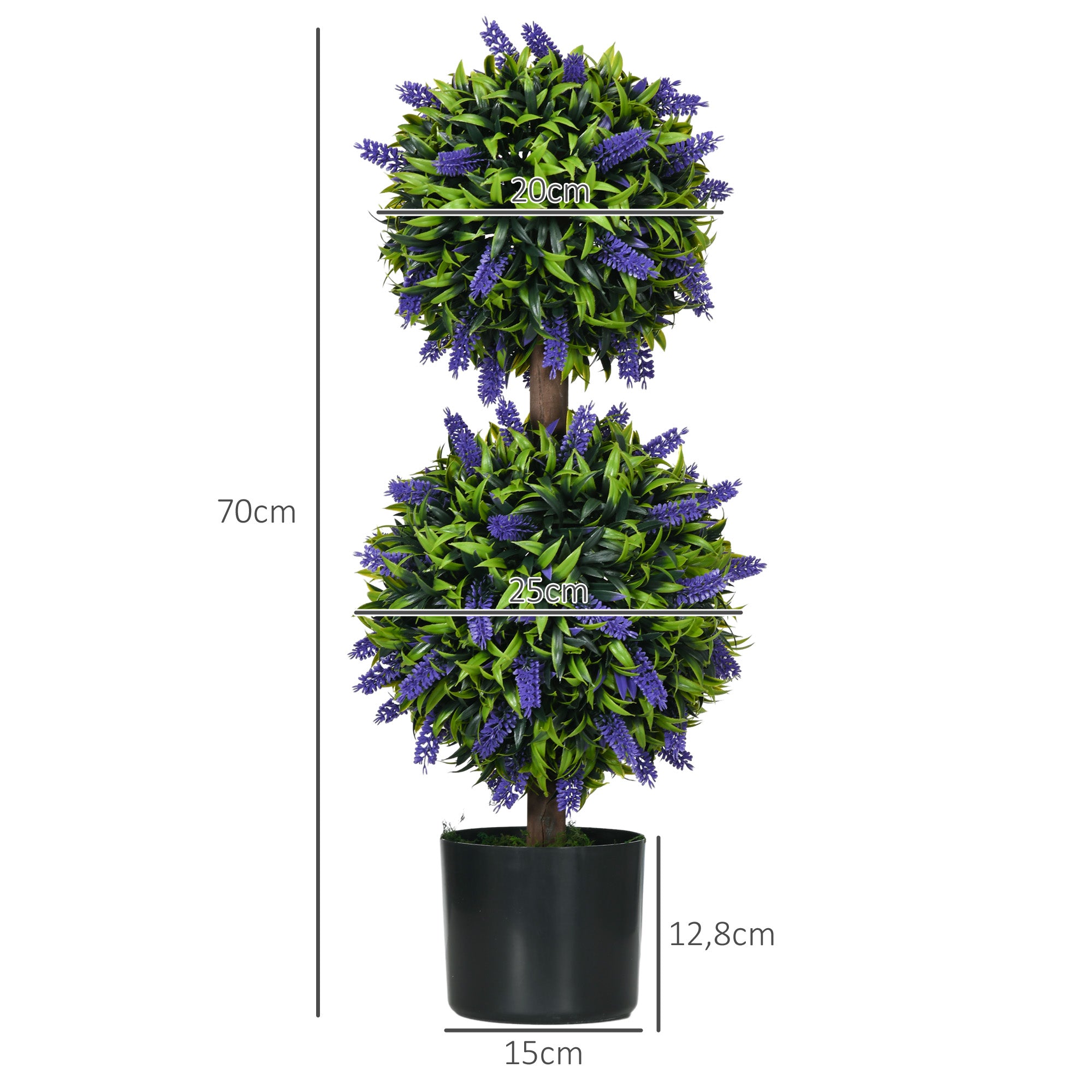 HOMCOM 2er-Set Künstliche Pflanzen, UV-beständige Kunstpflanze im Blumentopf, 70 cm Zimmerpflanze für Wohnzimmer, Garten