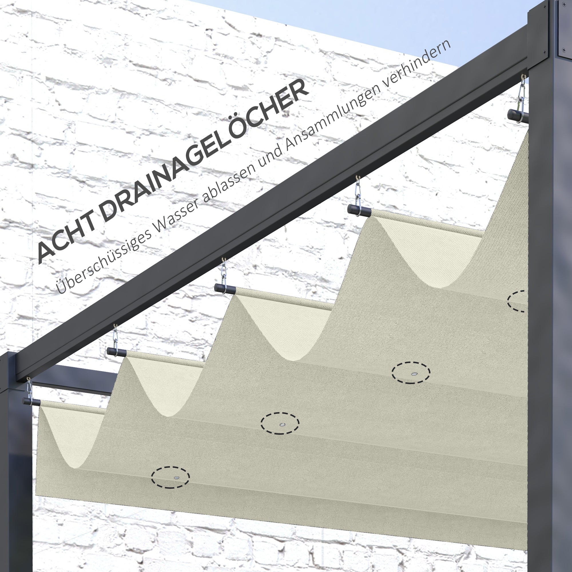 Outsunny Ersatzdach für 2,85 x 2 m Gartenpavillon, ausziehbar, einfache Montage, Polyester, Cremeweiß