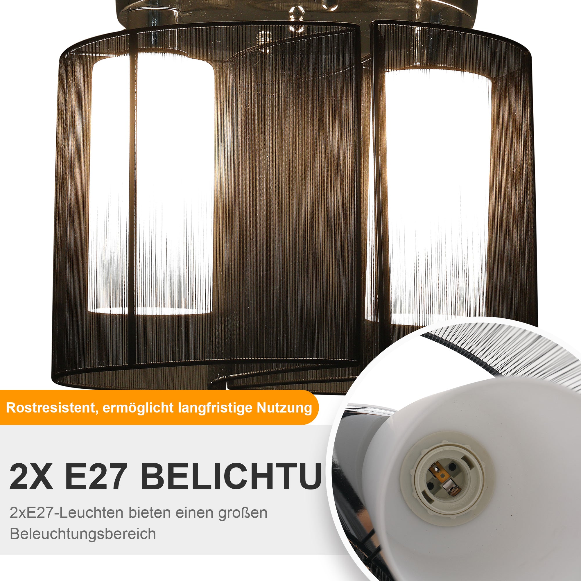 HOMCOM Deckenlampe Deckenleuchte 2-Flammig E27 Badlampe Modern Küchenlampe Lampe für Schlafzimmer, Badezimmer, Küche, Wohnzimmer Weiß Ø47,5 x 33 cm (Ohne Glühbirnen)