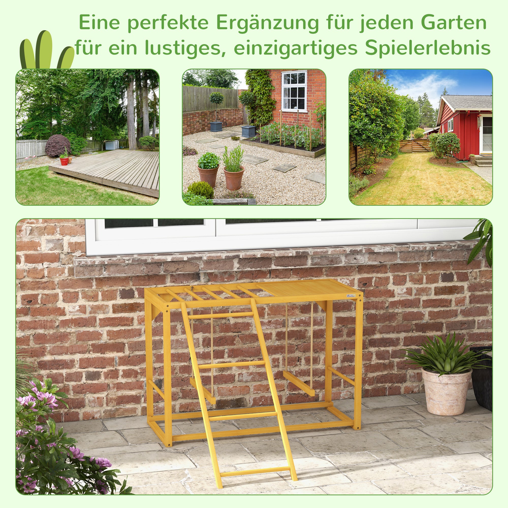 PawHut Hühner-Spielgerüst mit Schaukeln und Leiter, für 3-4 Hühner, Hühner-Klettergerüst aus Holz