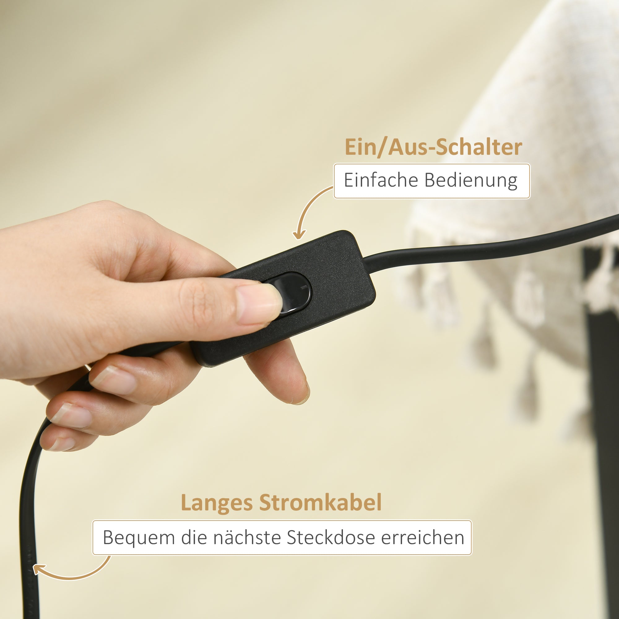 HOMCOM Schreibtischleuchte in Vintage-Design, Bambus, verstellbarer Schwenkarm, Weiß + Natur