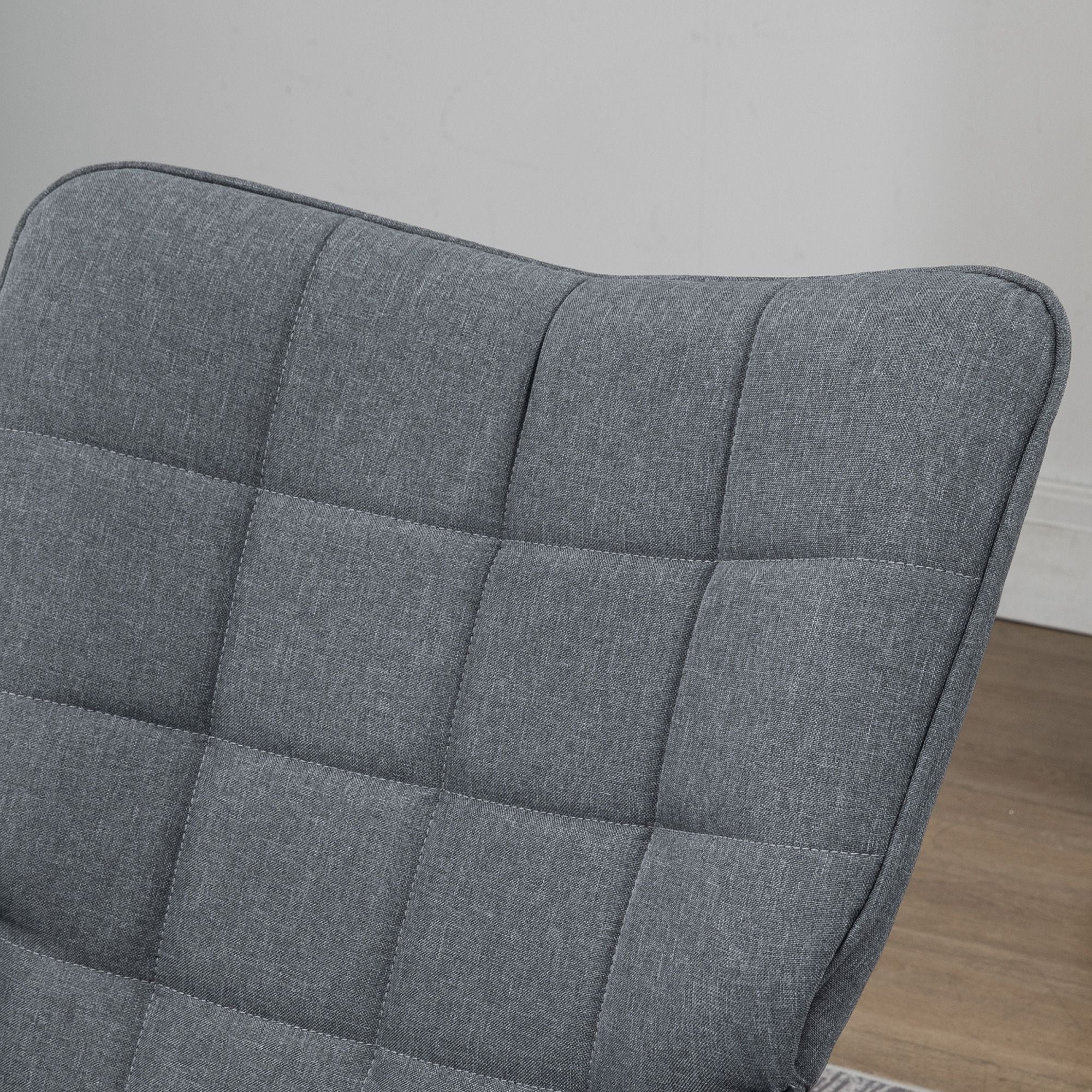 HOMCOM Schaukelstuhl mit Hocker, komfortabel, bis 130 kg, Leinenoptik, 64x89x90cm, Grau