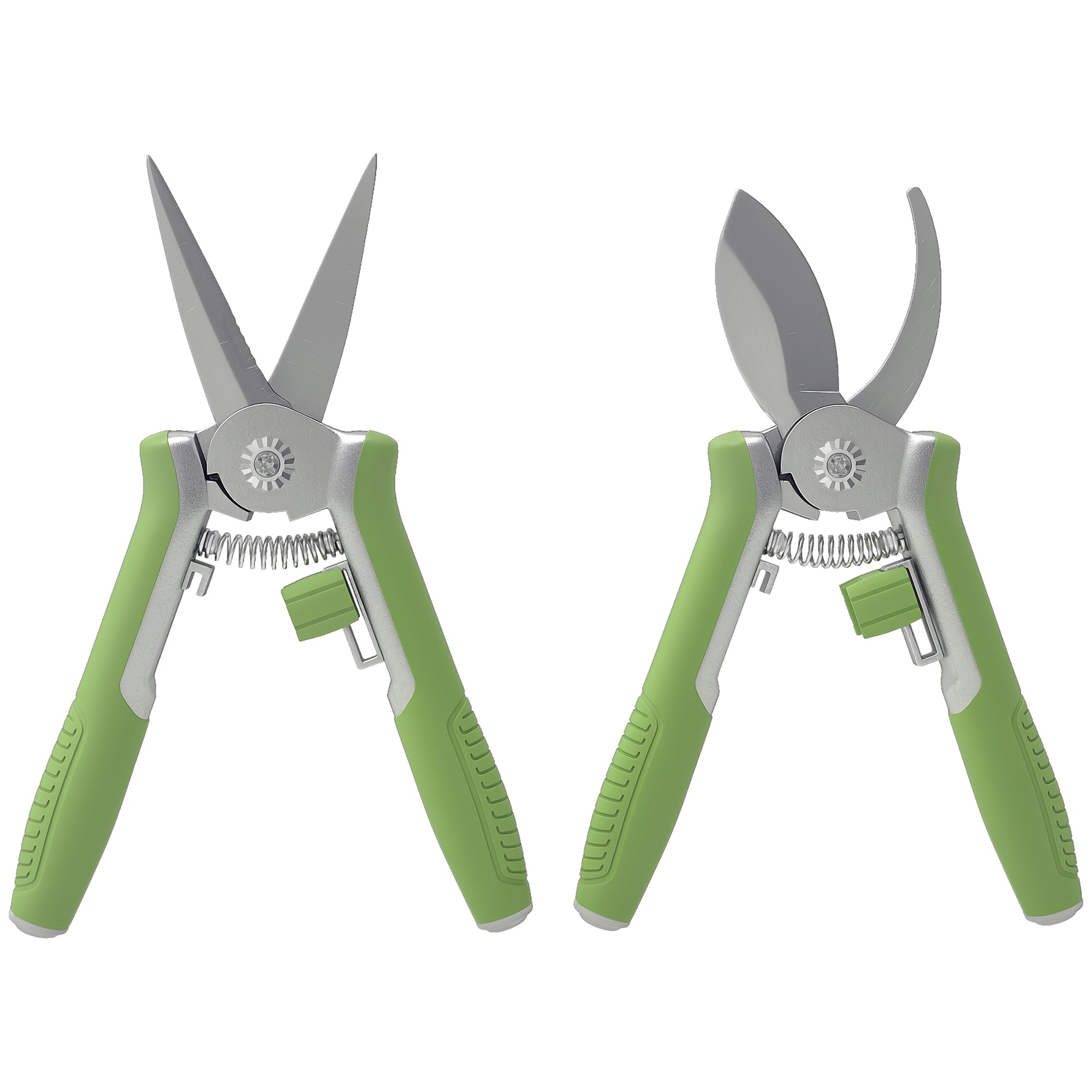 Outsunny Gartenwerkzeug Set 2 Stück Garten Werkzeug aus Edelstahl Gartengeräte mit Gartenschere Astschere Grün+Silber