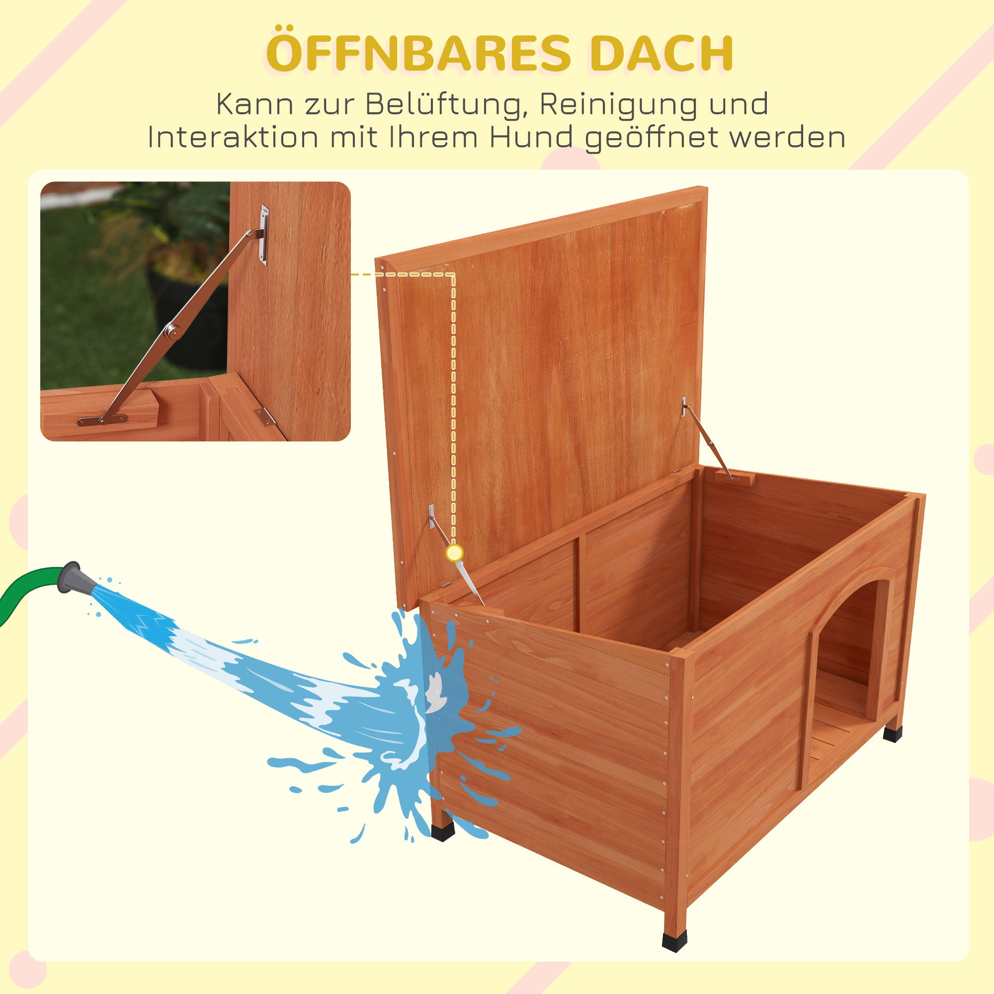 PawHut Hundehütte Hundehütte aus Holz Hundehütte XXL, 100 cm x 65,5 cm x 68 cm, Braun + Grün