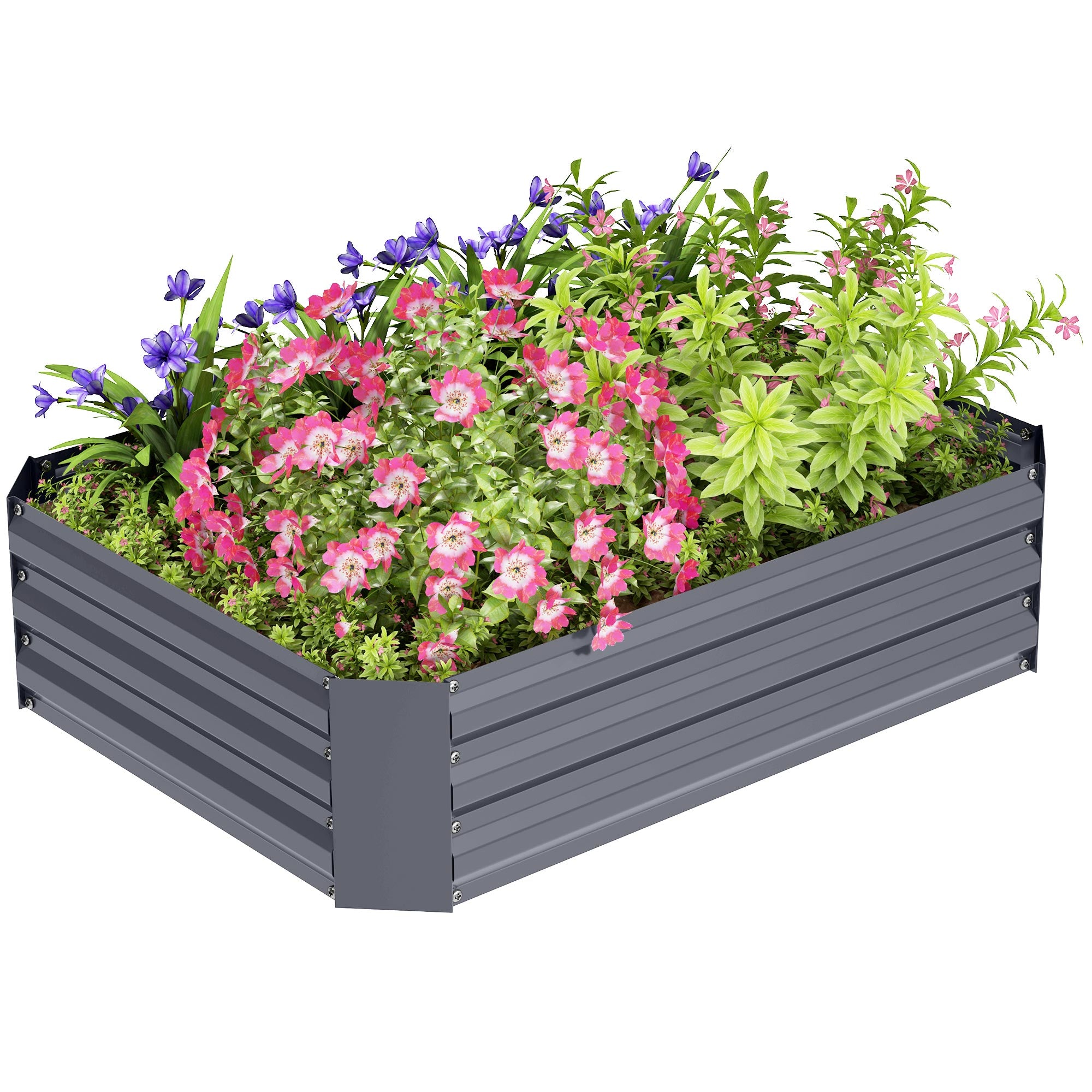 Outsunny Hochbeet aus verzinktem Stahl, Gartenbeet, Pflanzkasten für Garten, Blumenkasten, 120 x 90 x 30 cm, Dunkelgrau