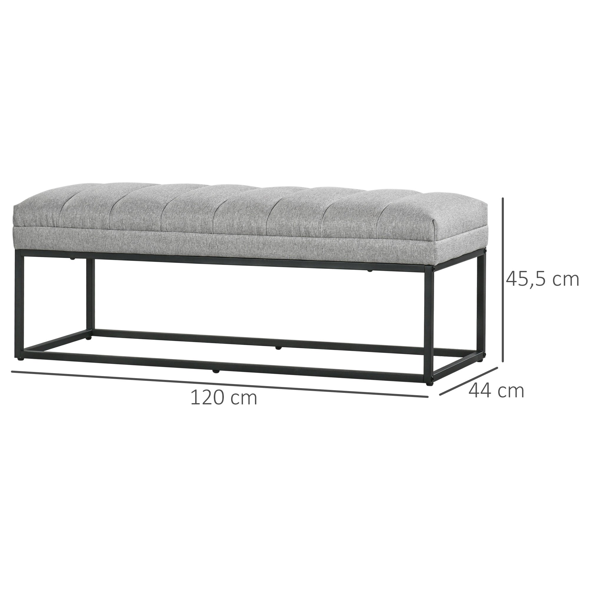 HOMCOM Sitzbank im Industrie-Design, Bettbank, Metallbeine, Rosa + Schwarz