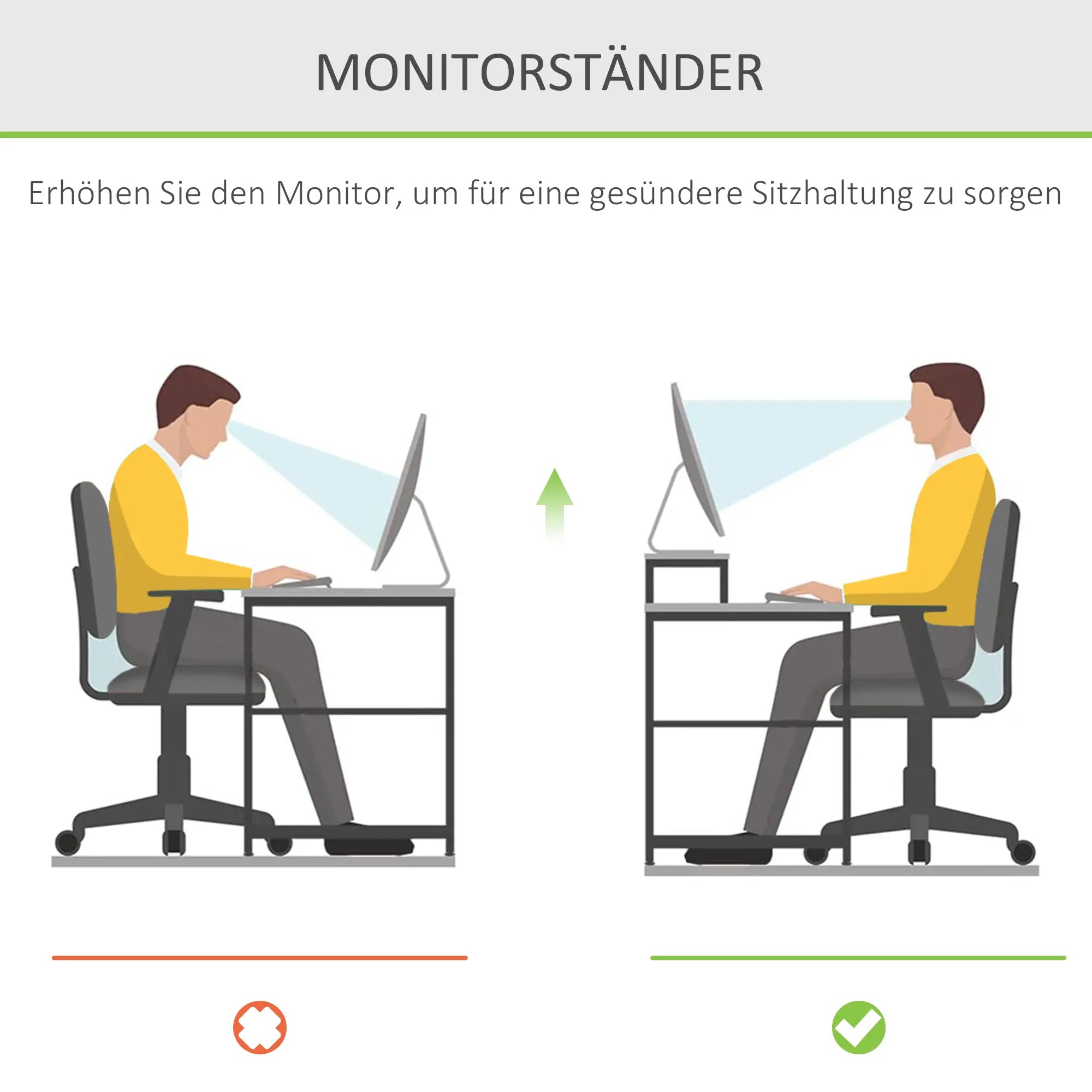 HOMCOM Monitorständer Schreibtisch Organizer mit Schublade Bambus