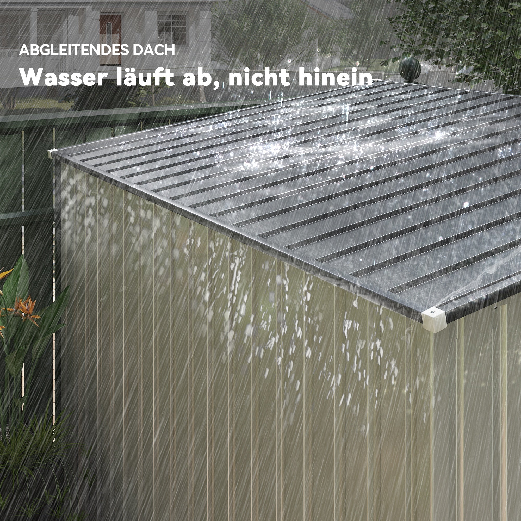 Outsunny Metall Gerätehaus 2,81m² 154x206,5x181 cm Geräteschuppen mit Pultdach Fundament
