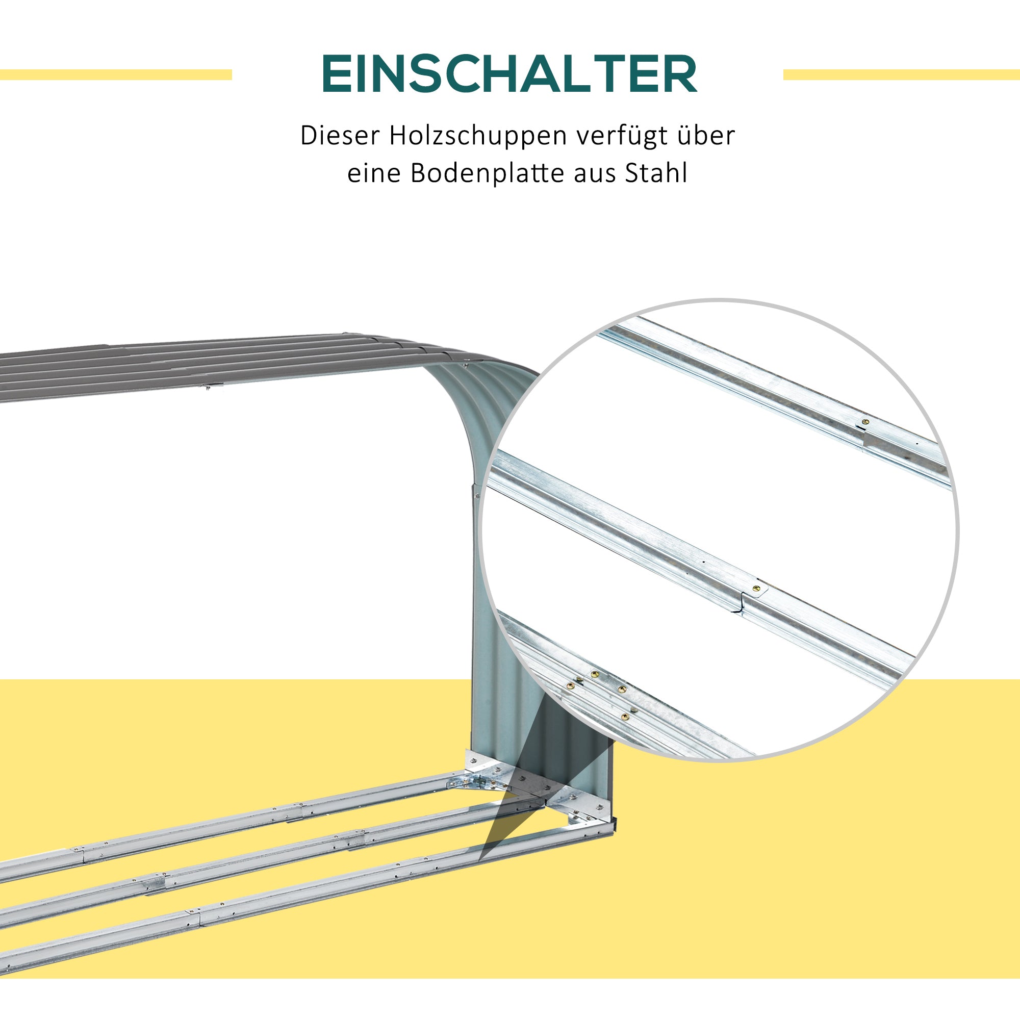 Outsunny Brennholzregal Holzregal, wetterbeständig, Stahl,  212 cm x 46 cm x 112 cm, Grau