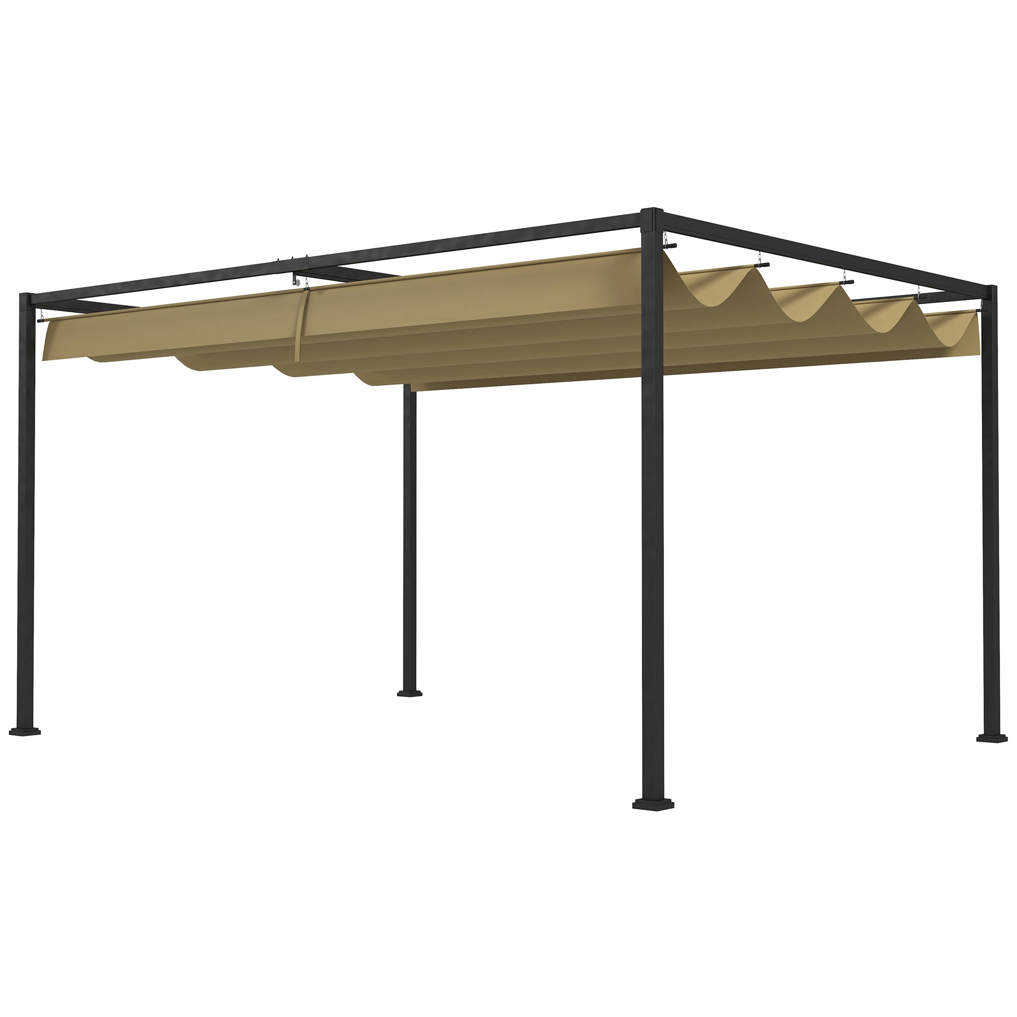 Outsunny Pergola 4×3 m Khaki mit Schiebedach